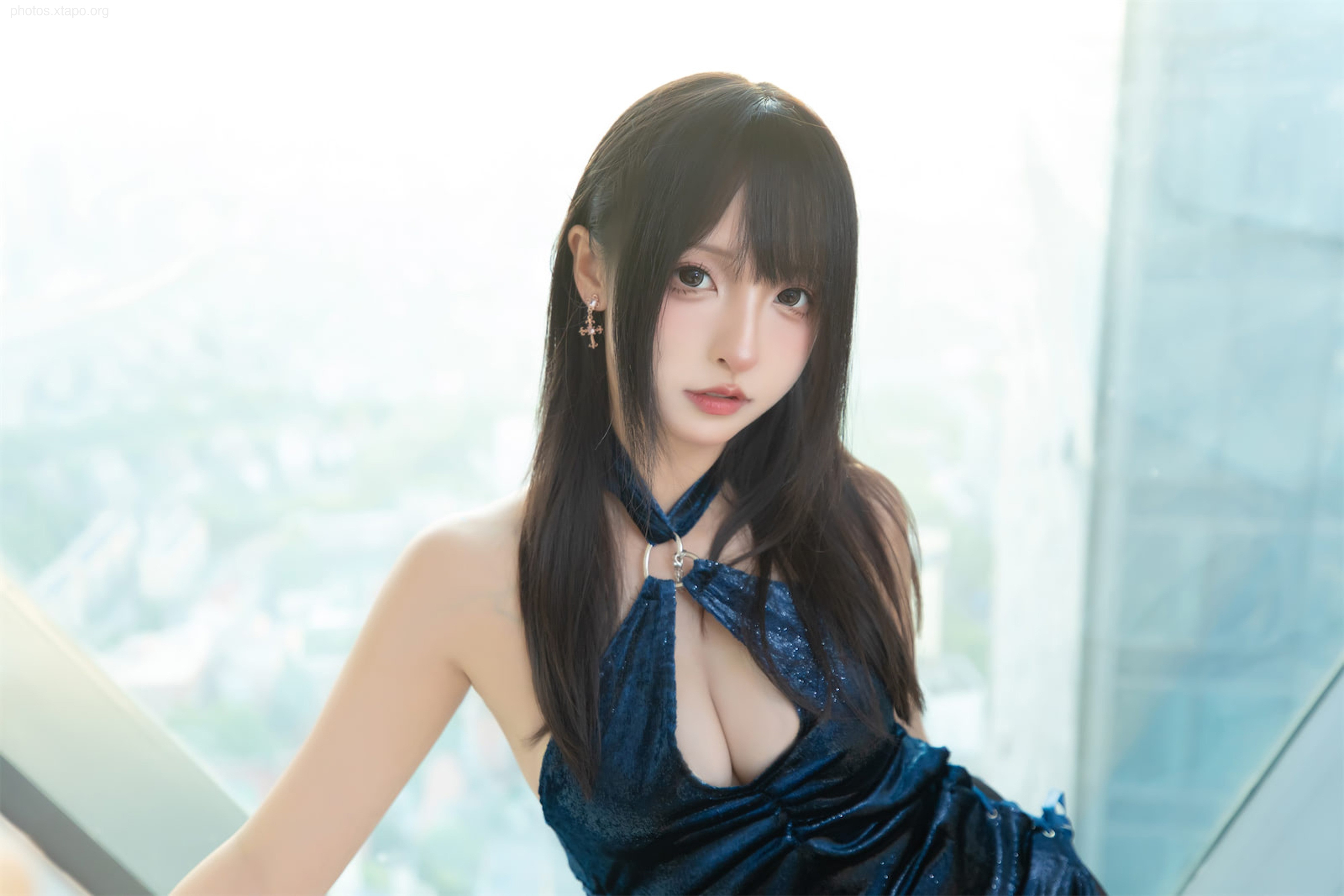 Kamika Saka Zhen winter blue cheongsam 75p2v