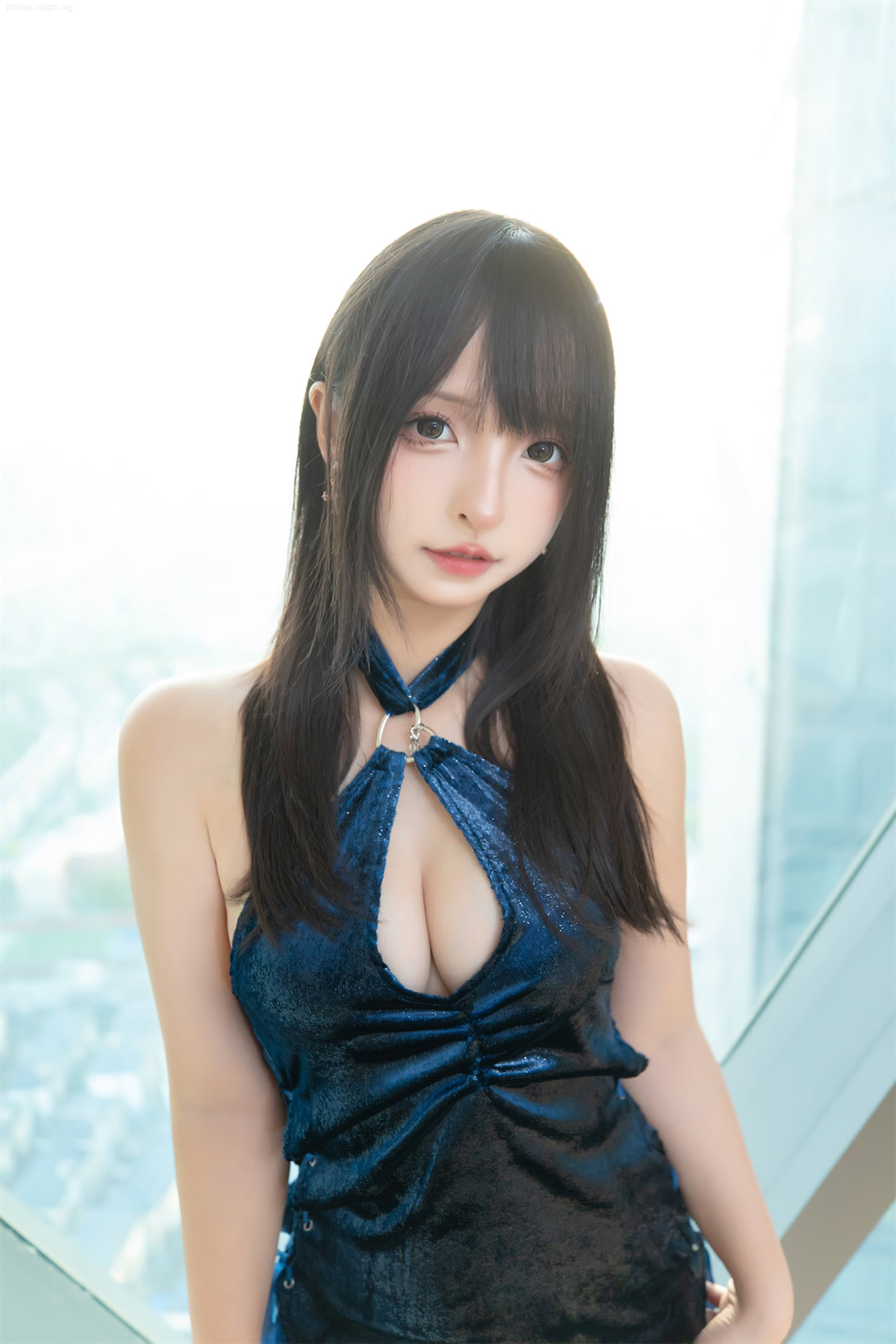 Kamika Saka Zhen winter blue cheongsam 75p2v