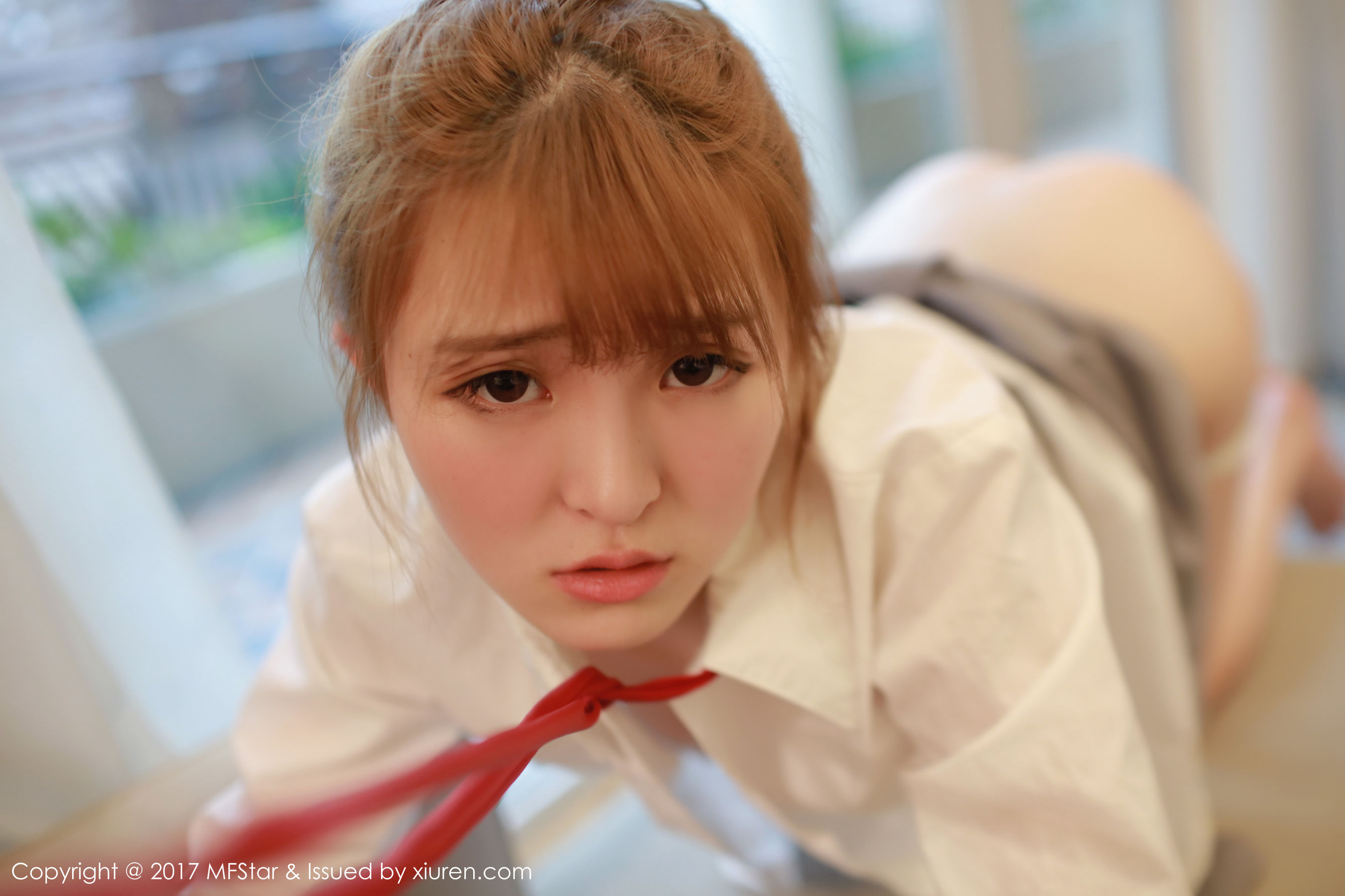 Yi Xiaoqi MOMO Student's White ShirtShort Skirt Series Model Academy MFSTAR VOL.098