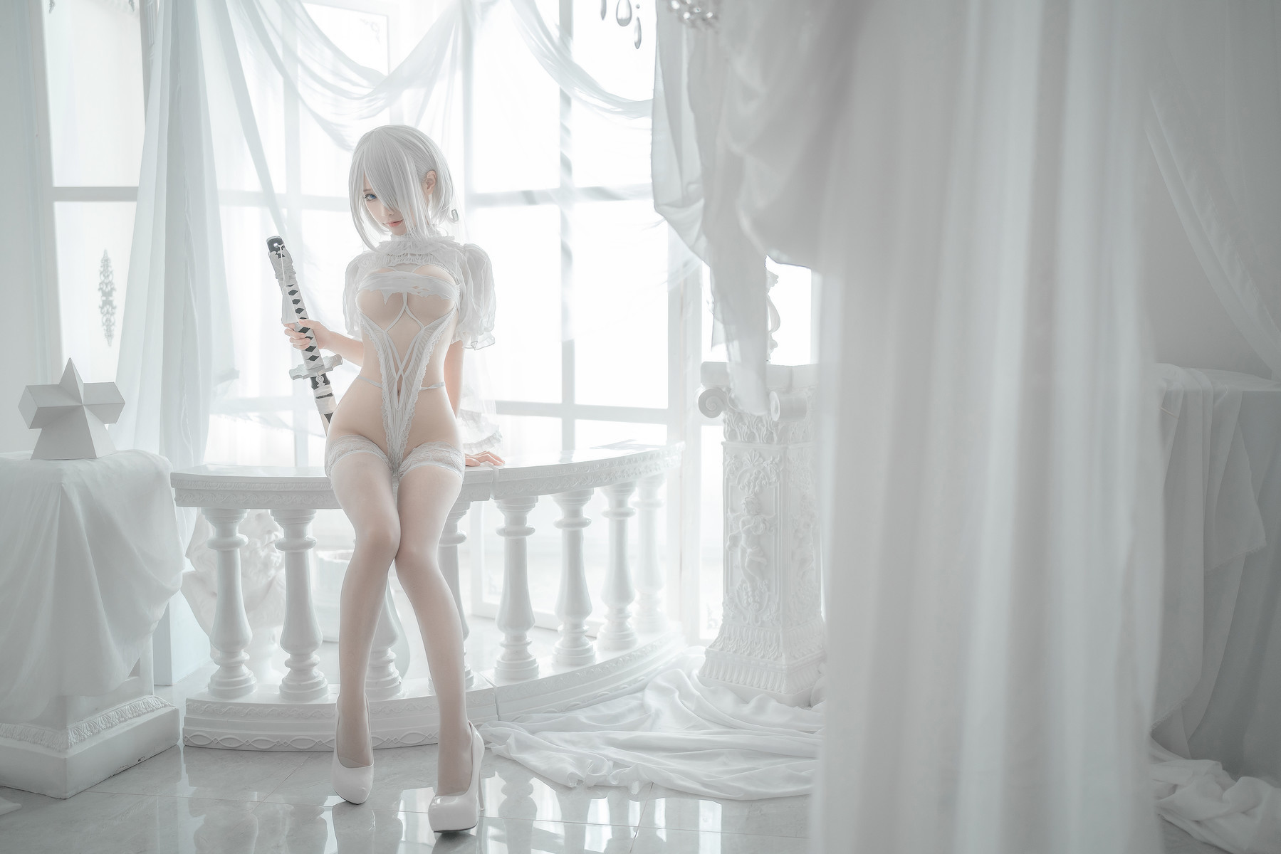 Silly Momo Cosplay 2B White Wedding Dress