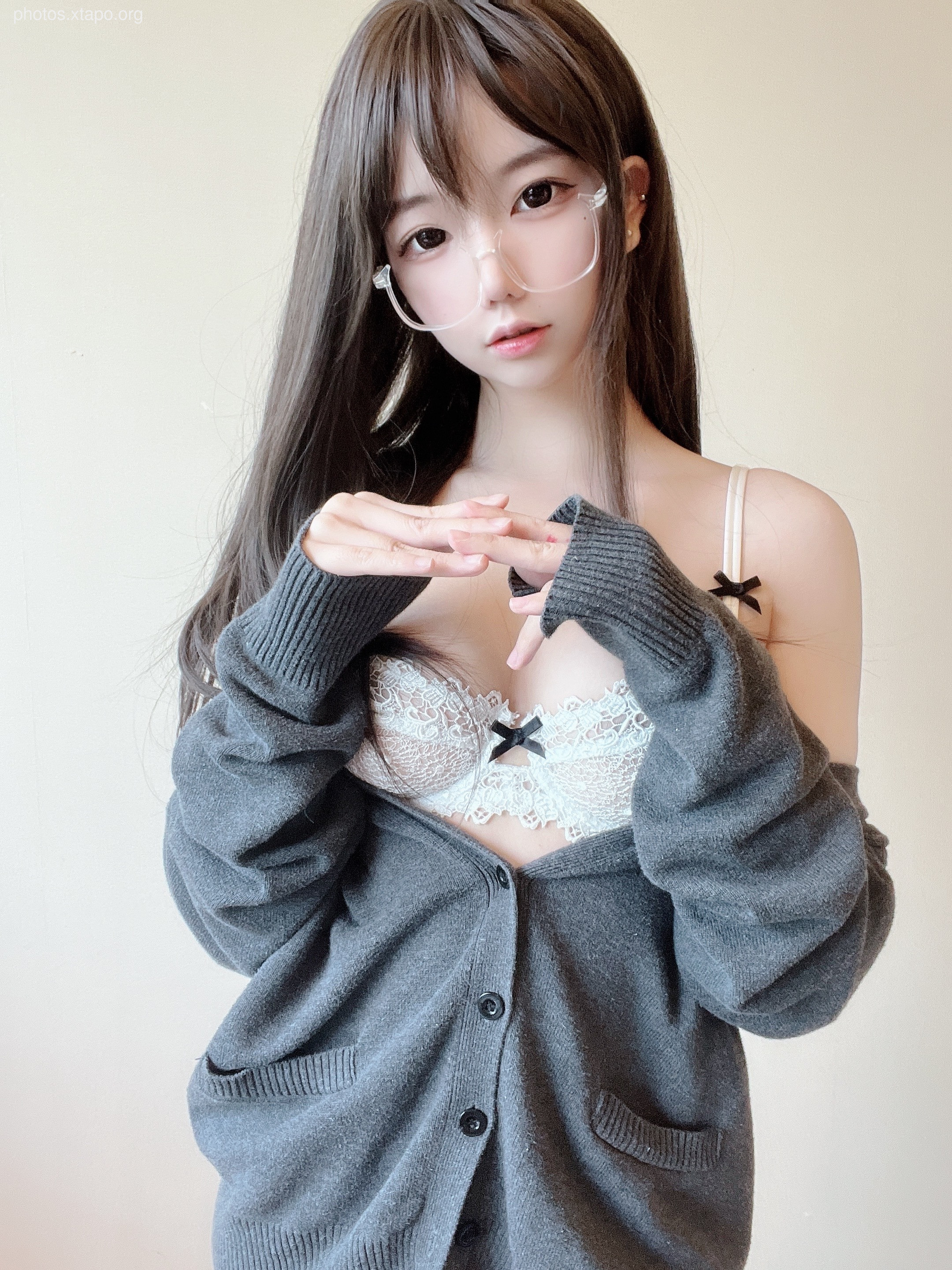 rainy black silk white lace 51p