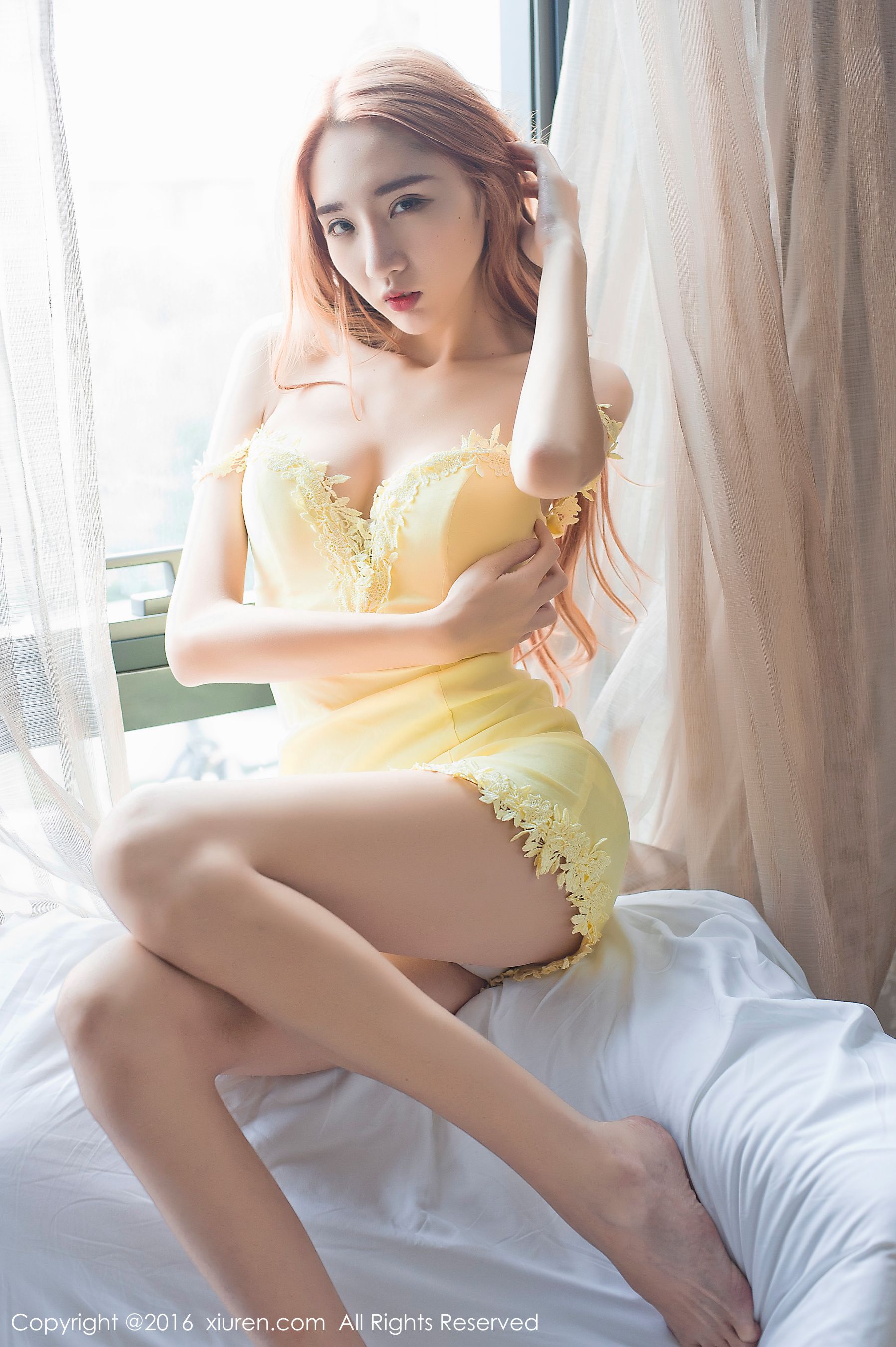 Beauty singer @Wuli Yan Su Pink underwear, lace pajamas, and vacuum suspenders Xiuren No.619