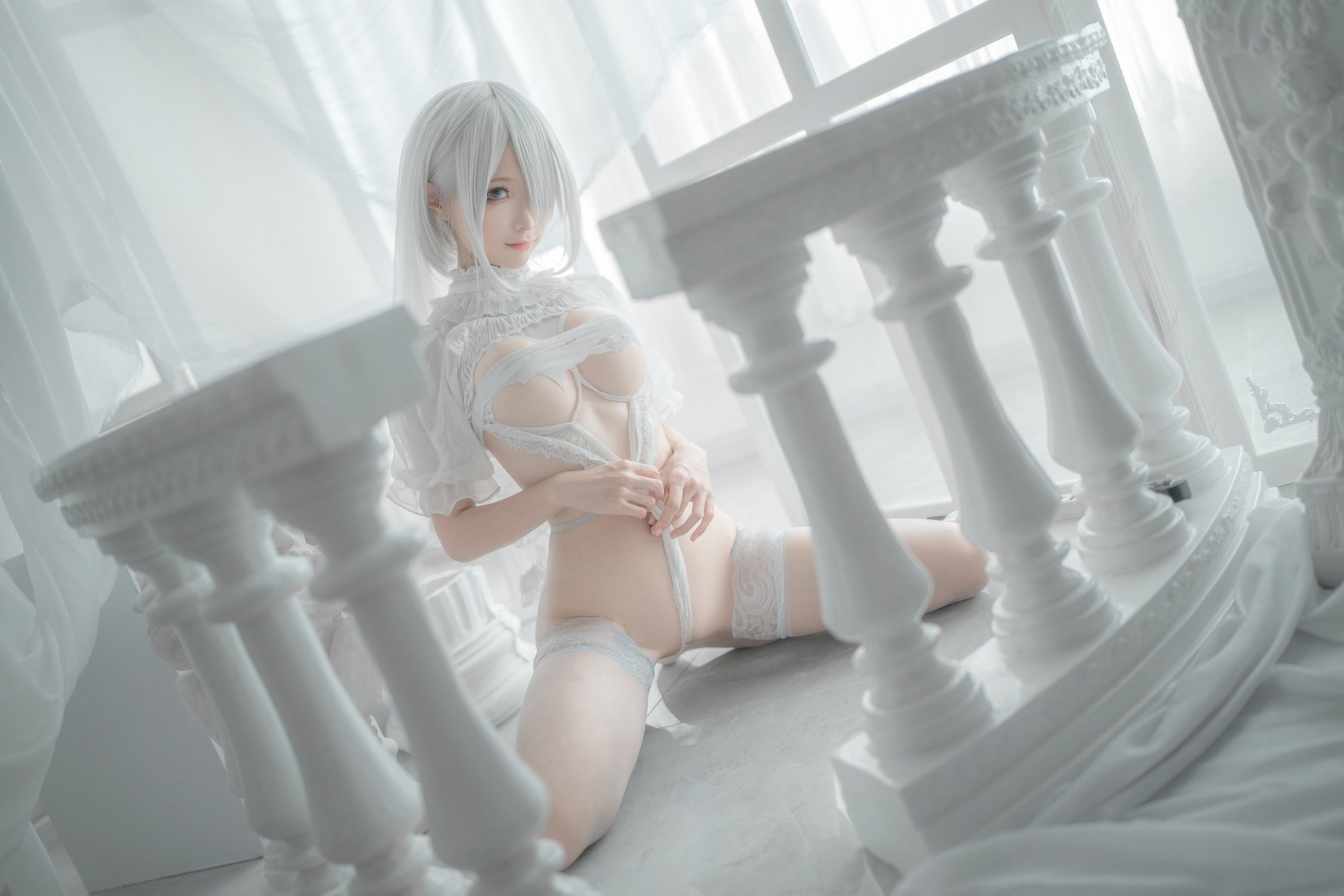 Silly Momo Cosplay 2B White Wedding Dress