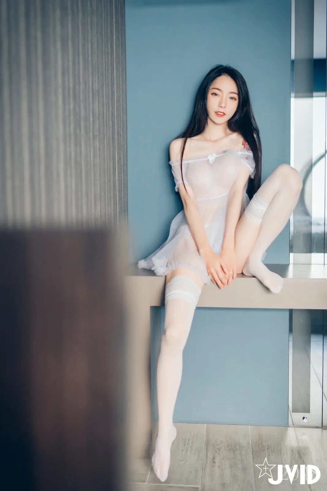 JVID Boutique Korean goddess Piaopiao, black, super fierce and can't cover the bulge, white, see-through pajamas, no matter what Piaopiao looks like!! Vol.02