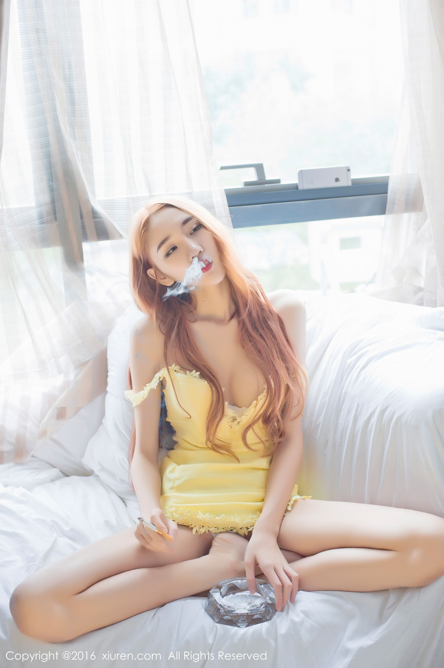 Beauty singer @Wuli Yan Su Pink underwear, lace pajamas, and vacuum suspenders Xiuren No.619