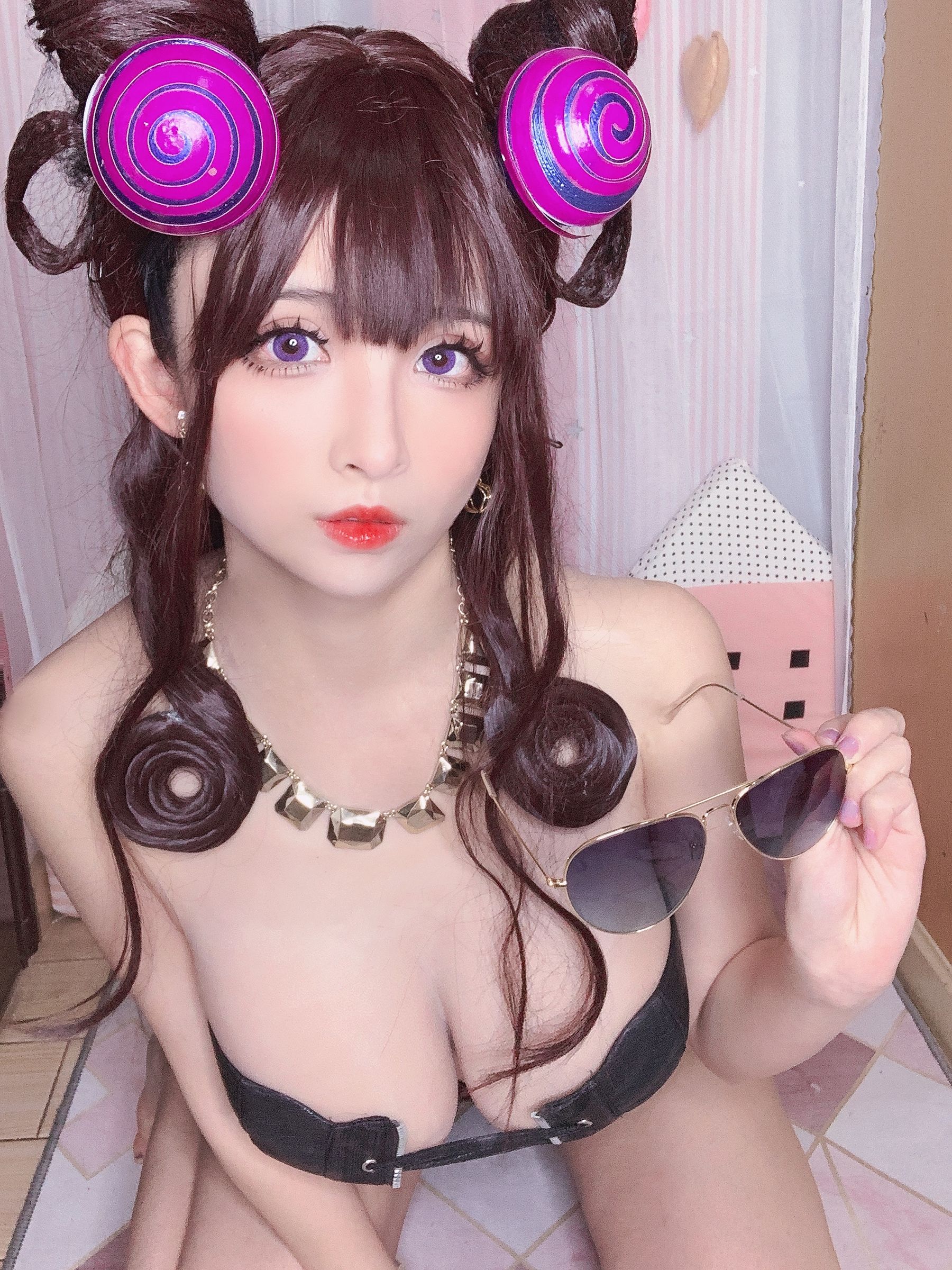 COS Welfare Rioko Liangliangzi Purple Top Swimsuit