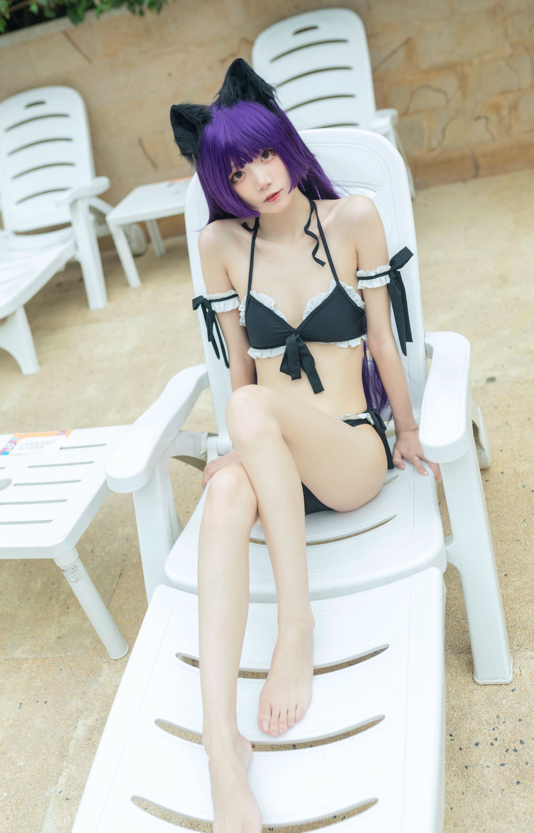 Net Red COSER Photo Pure Girl Five Ghosts -Black Cat Swimsuit