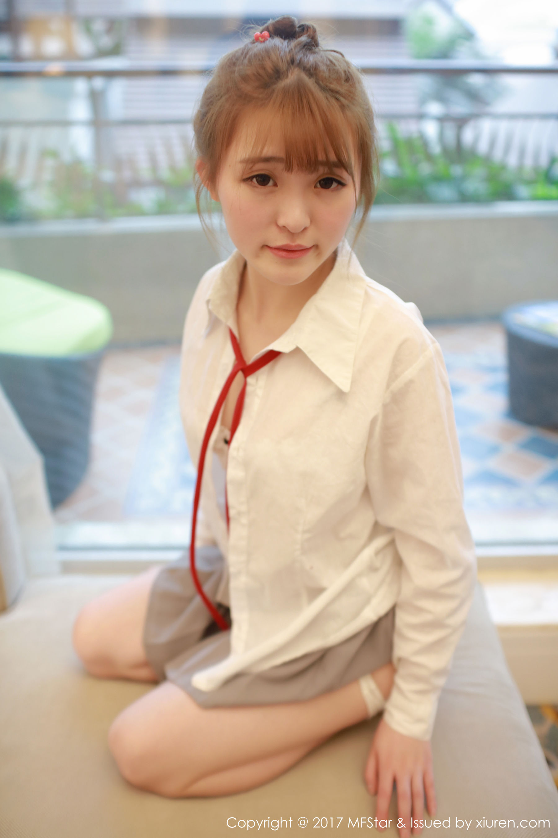 Yi Xiaoqi MOMO Student's White ShirtShort Skirt Series Model Academy MFSTAR VOL.098