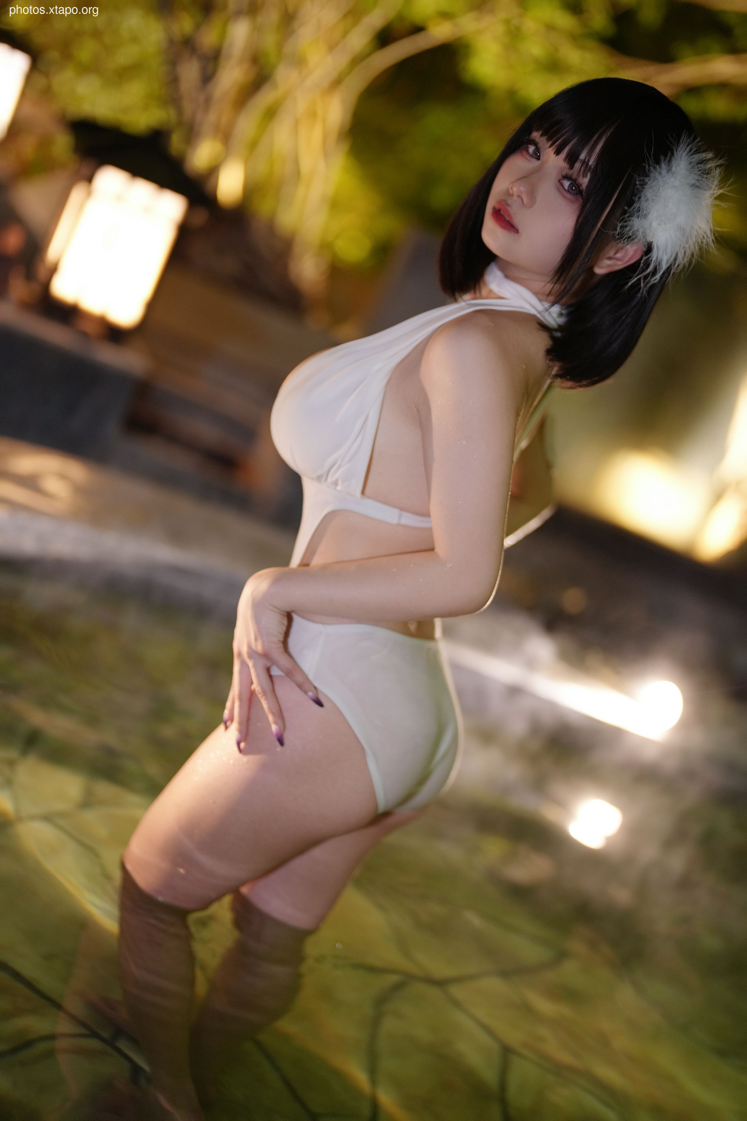 Last night 787 white swimsuit