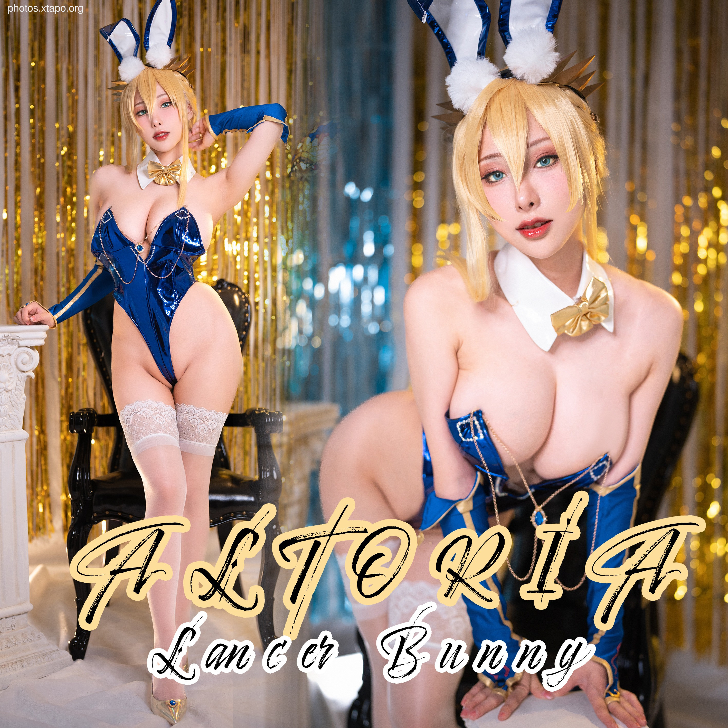 Cosplay photoshoot of Altria Pendragon as a bunny girl.