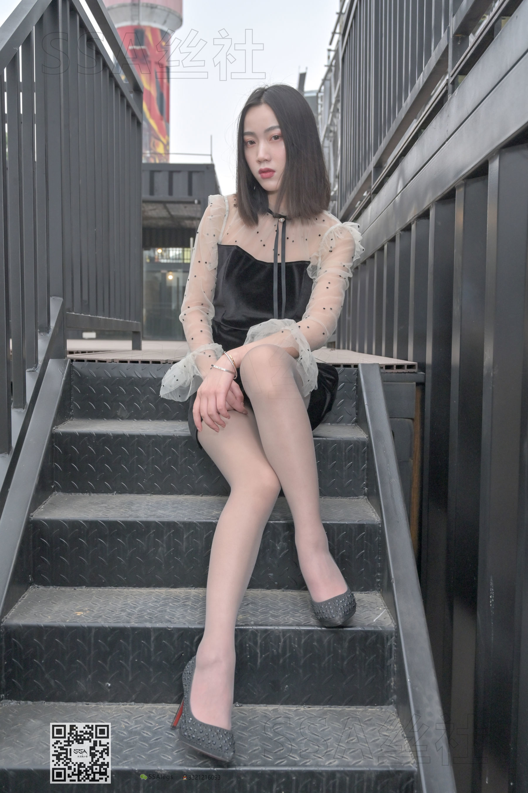 SSA Silk Club Super Clear photo NO.096 Dajie Street shooting leg mold ash silk