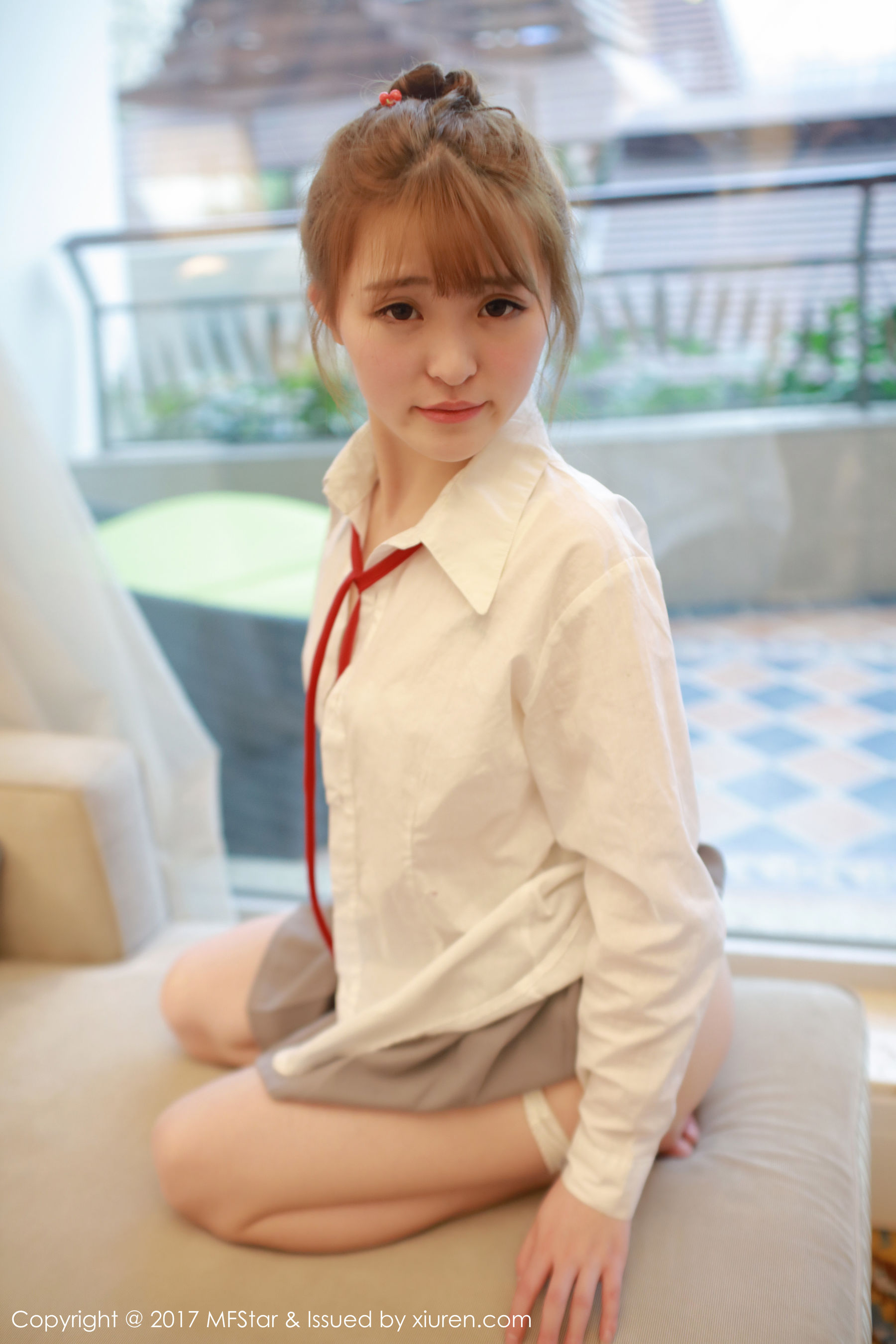 Yi Xiaoqi MOMO Student's White ShirtShort Skirt Series Model Academy MFSTAR VOL.098