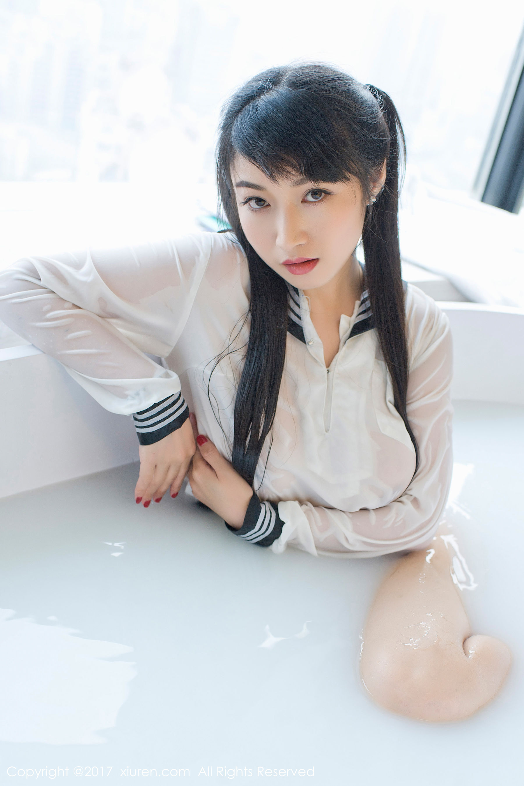 Panpan Dragon Girl Sunny Milk Bath Student ClothingTransparent Student ClothingBlack Milk Patch Xiuren xiuren No.853
