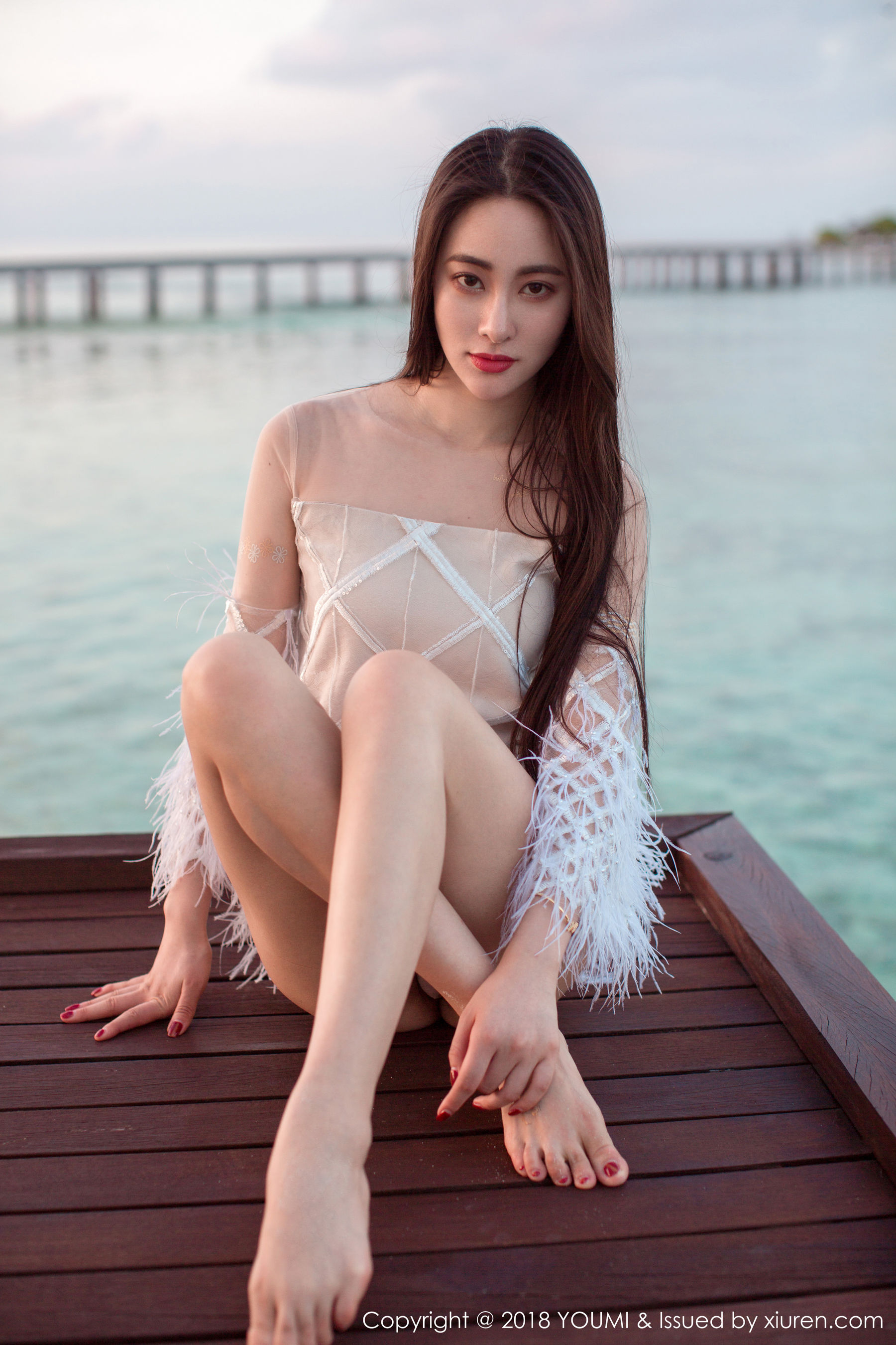 Mu Feifei Maldives Travel seaside theme photo You Mihui Youmi Vol.135