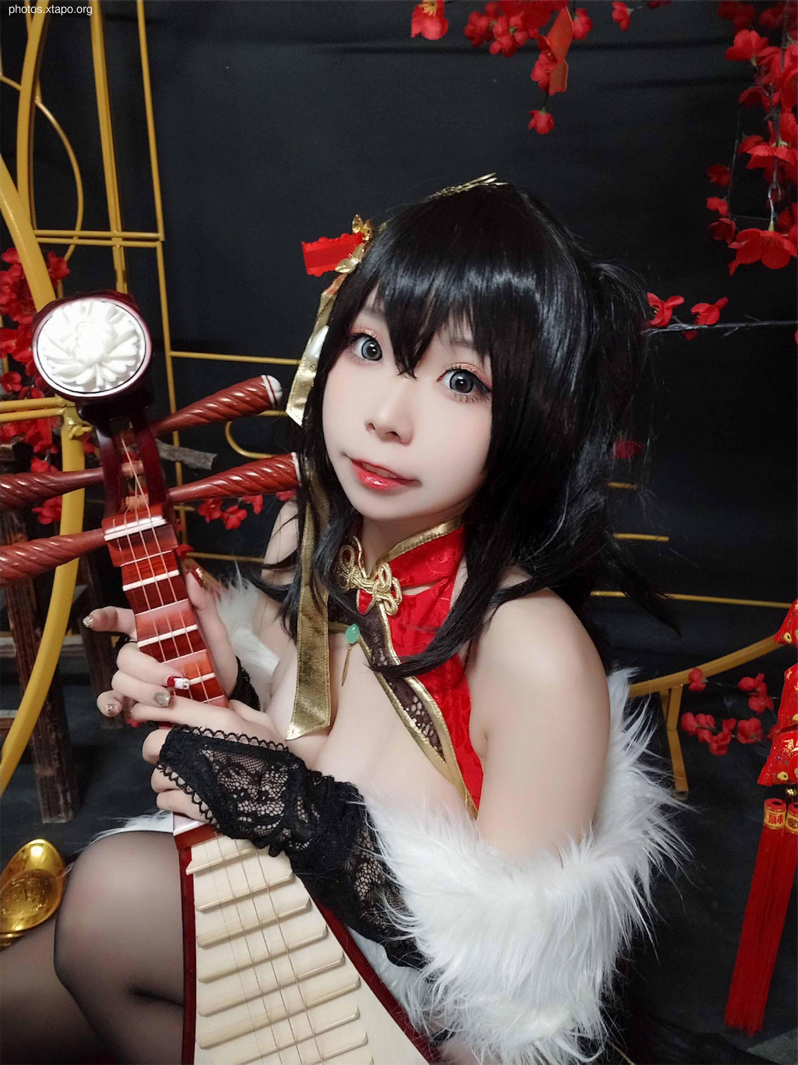 Face Little Angel Blue Line Dafeng Red Cheongsam