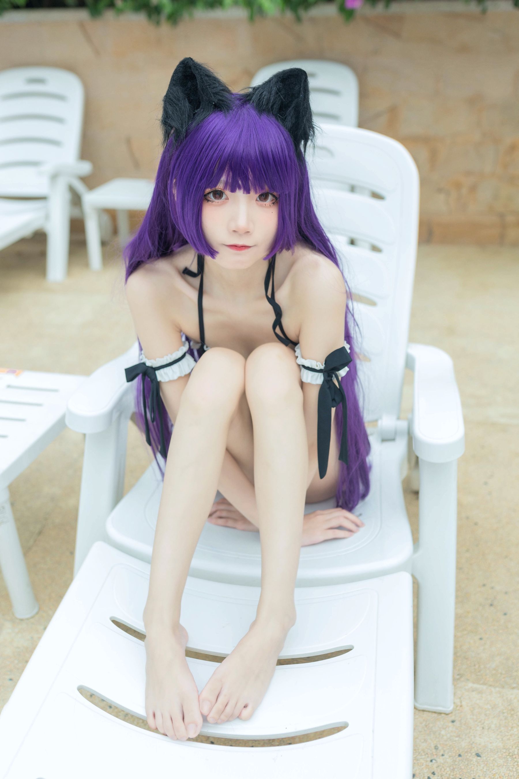 Net Red COSER Photo Pure Girl Five Ghosts -Black Cat Swimsuit
