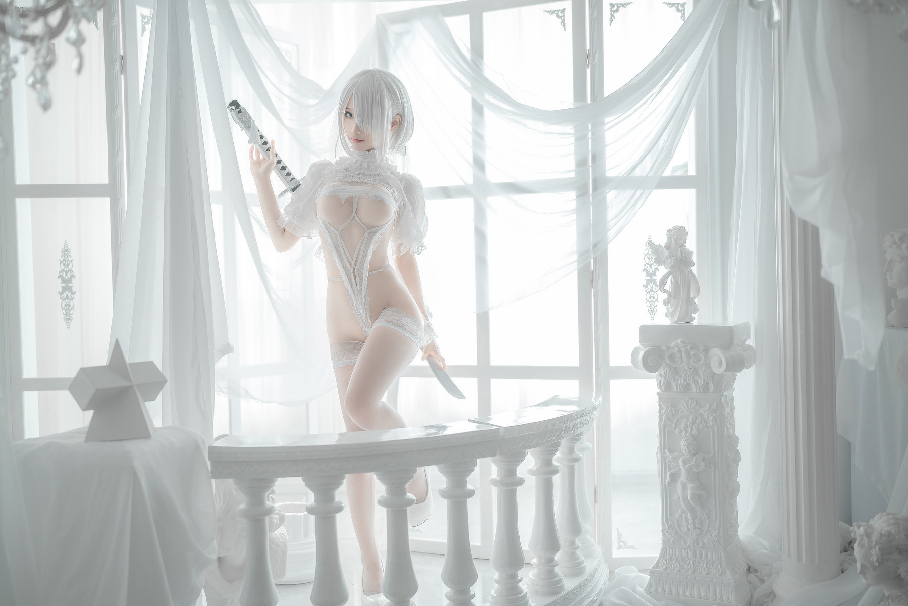 Silly Momo Cosplay 2B White Wedding Dress