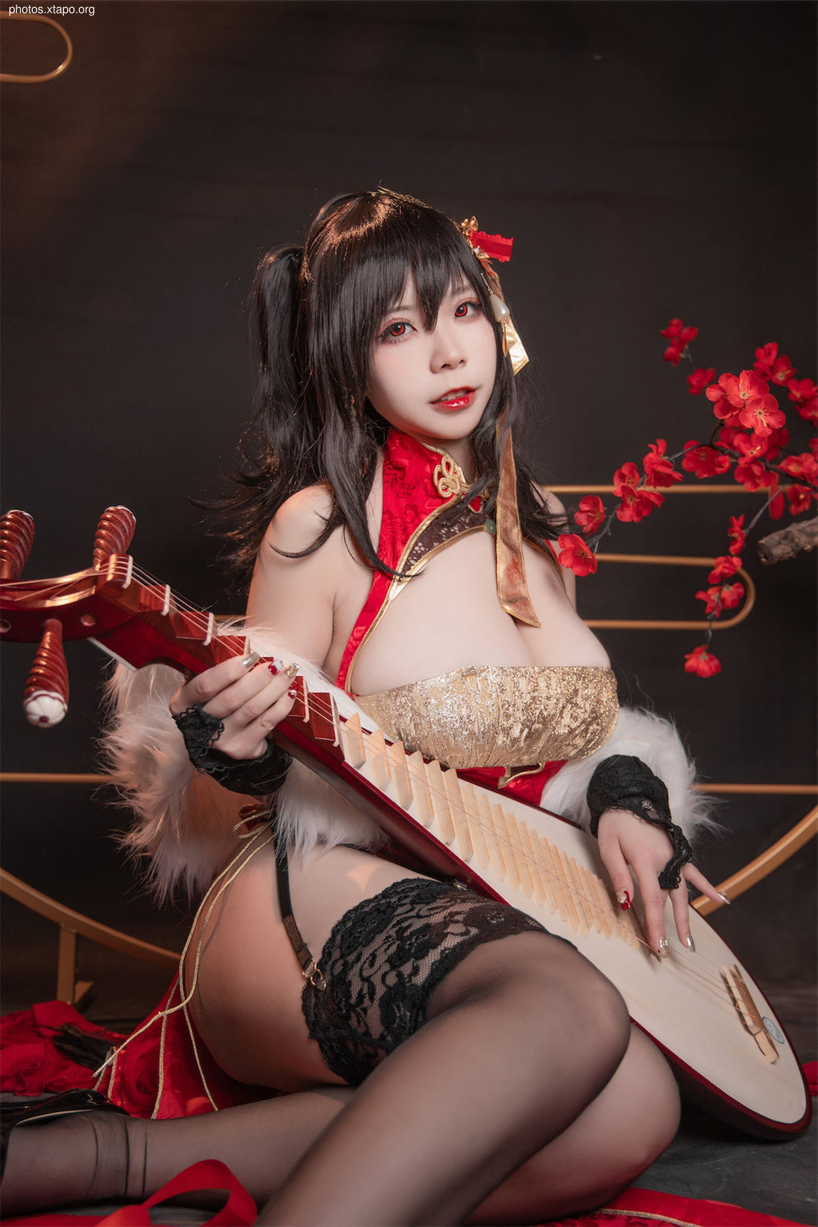 Face Little Angel Blue Line Dafeng Red Cheongsam