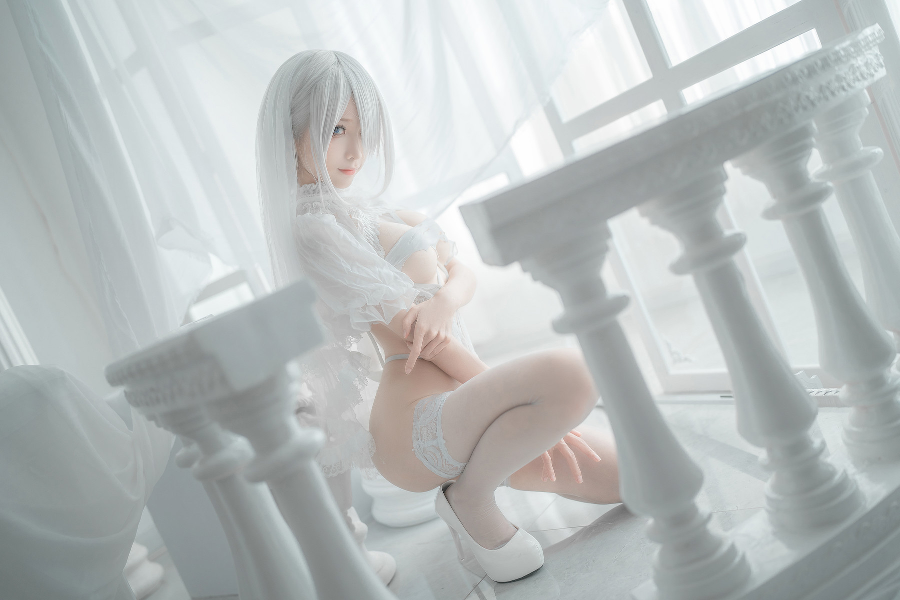 Silly Momo Cosplay 2B White Wedding Dress