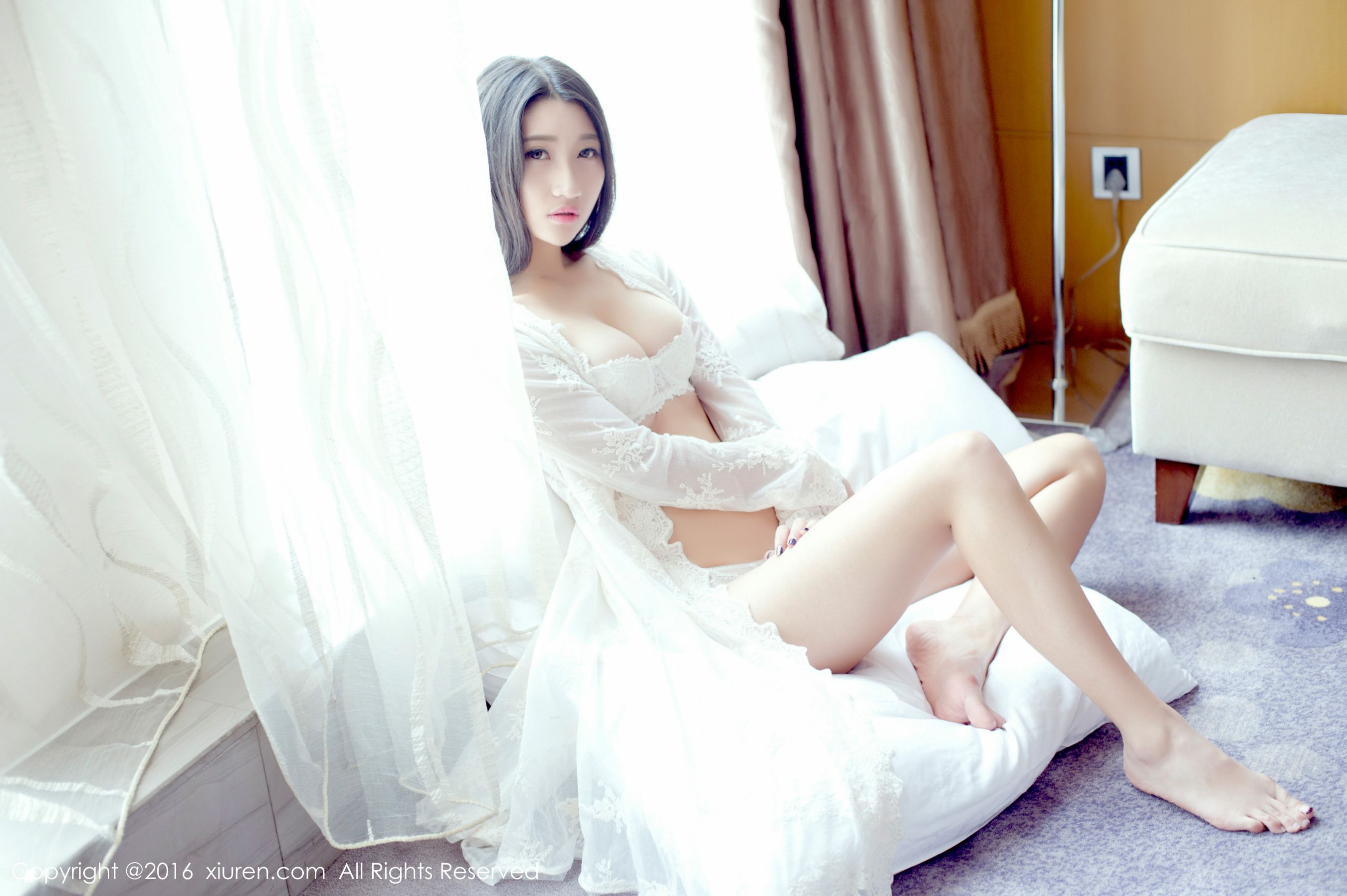 Su Yunjin's Semi -Transparent Stockings Wet Body, Lace Pales, Hotel vacuum bathrobes Xiuren xiuren No.632