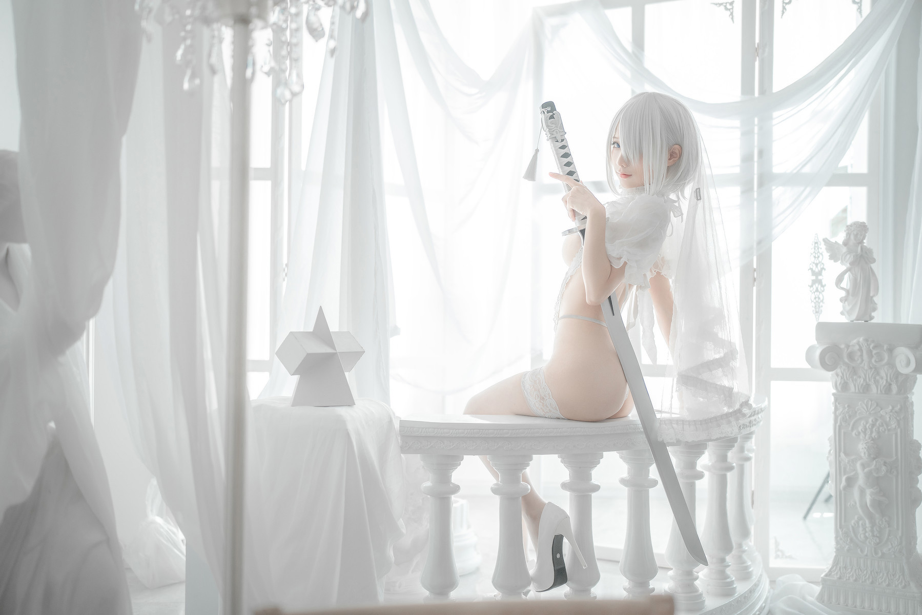 Silly Momo Cosplay 2B White Wedding Dress