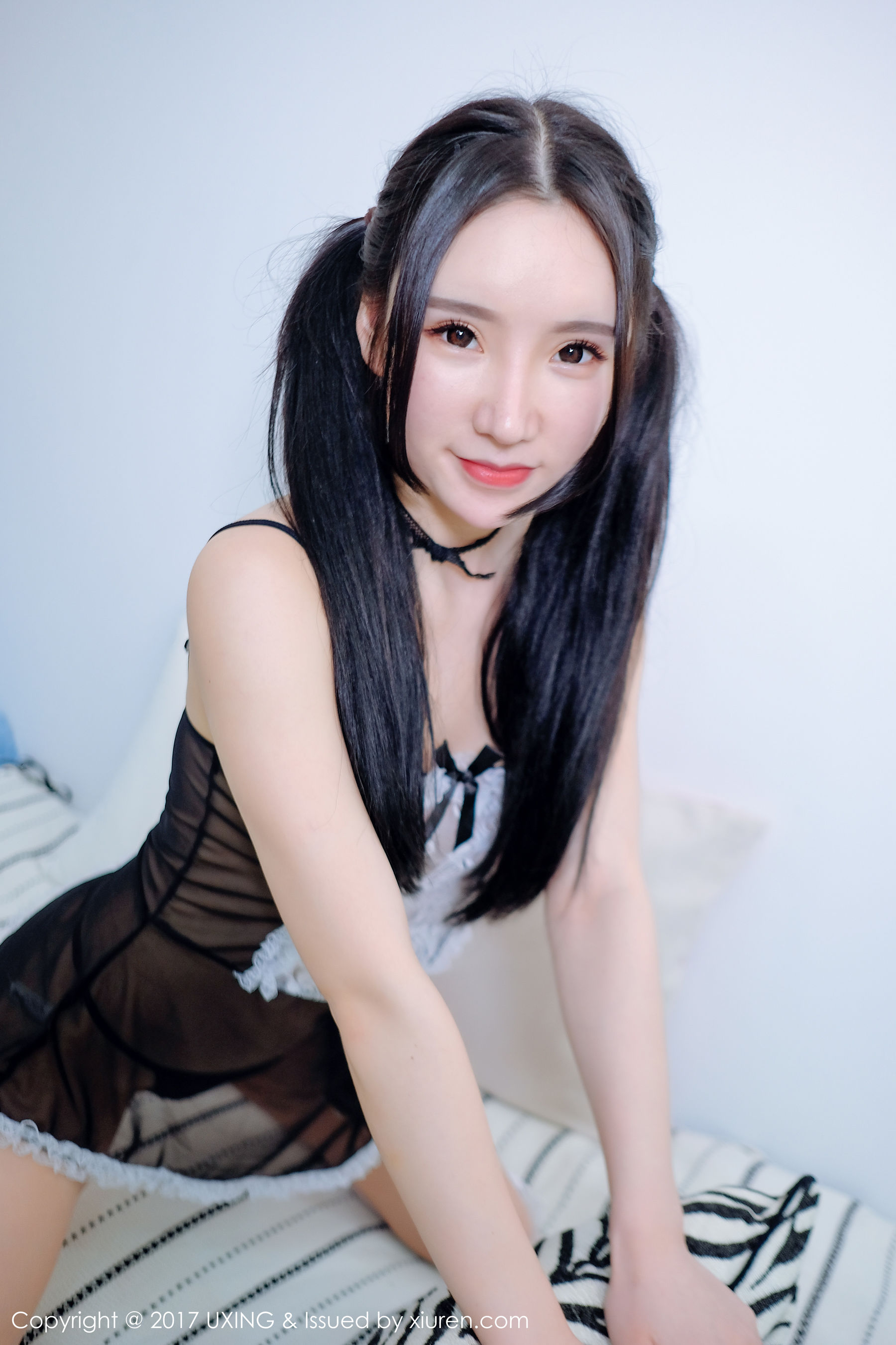 Zhou Yuxi Dummy Seduction Maid, Sexy Leather Clothing, Lace Stockings New Star Museum UXING VOL.055