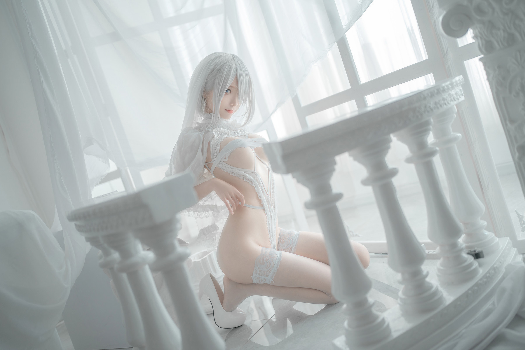 Silly Momo Cosplay 2B White Wedding Dress