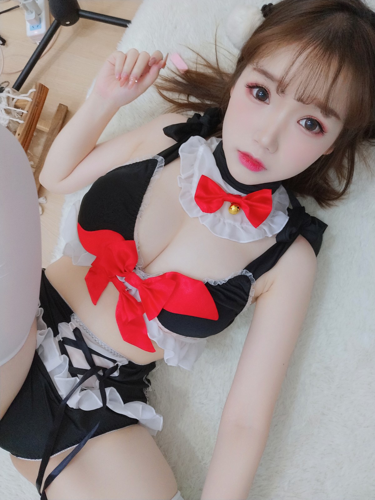 Anime blogger Xueqing ASTRA Lantern Festival Xuebao theme private sexy black underwear with white stockings show perfect body temptation photo 60p
