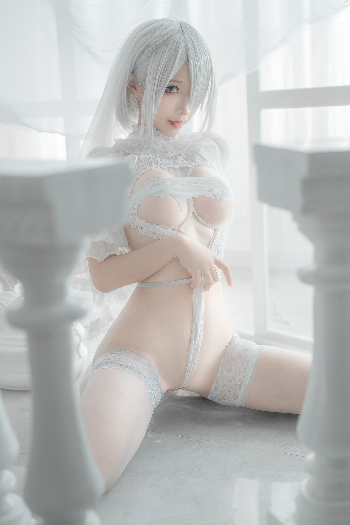 Silly Momo Cosplay 2B White Wedding Dress