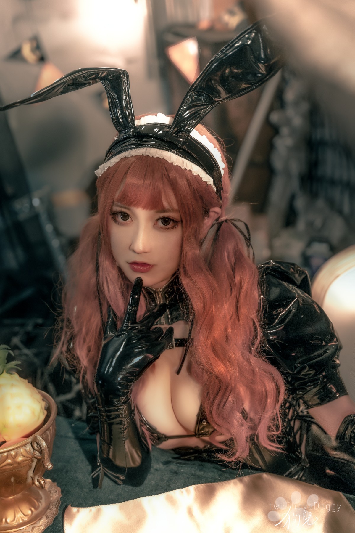 Cosplay Qixianjia Puppy Patent Leather Rabbit Maid