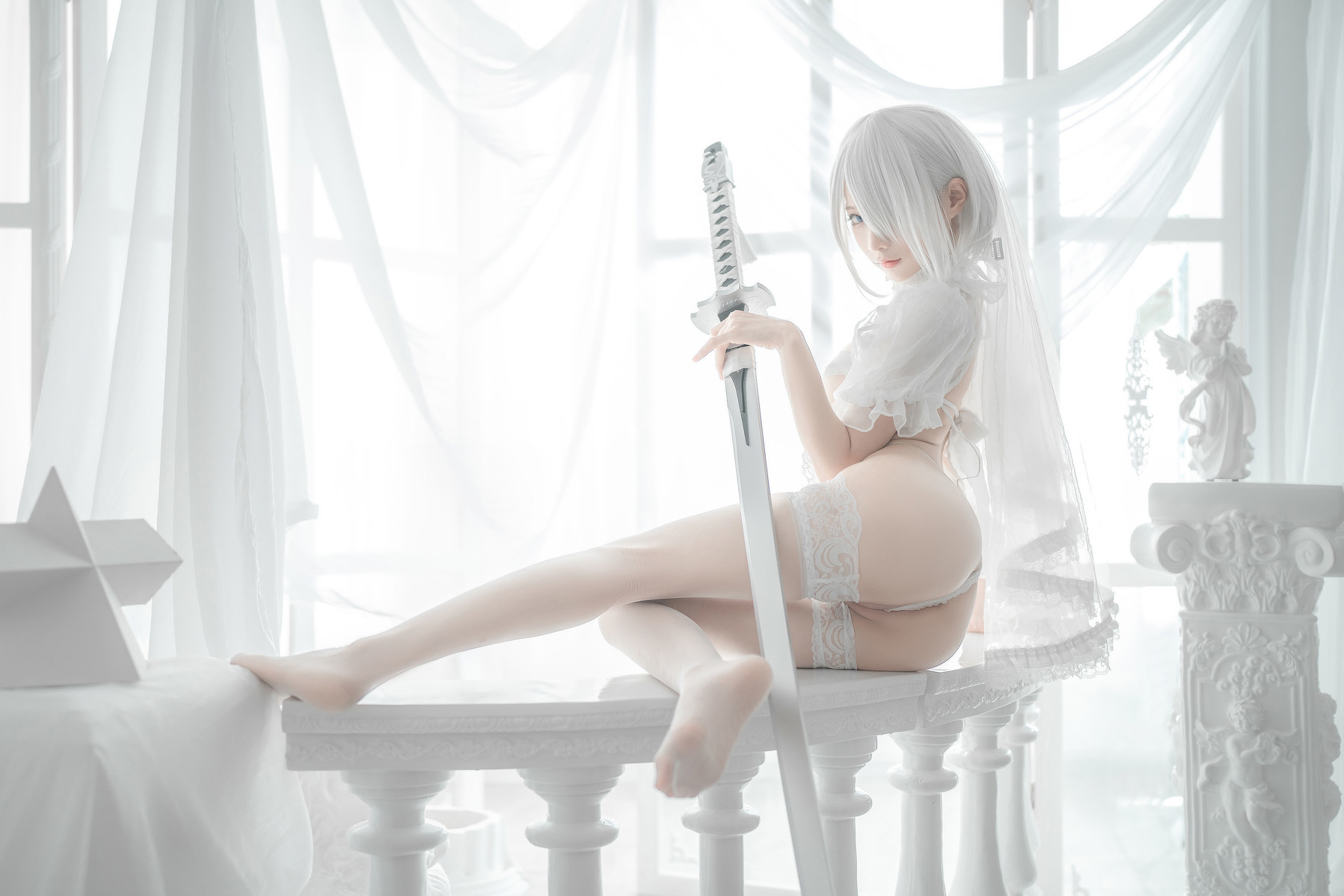 Silly Momo Cosplay 2B White Wedding Dress