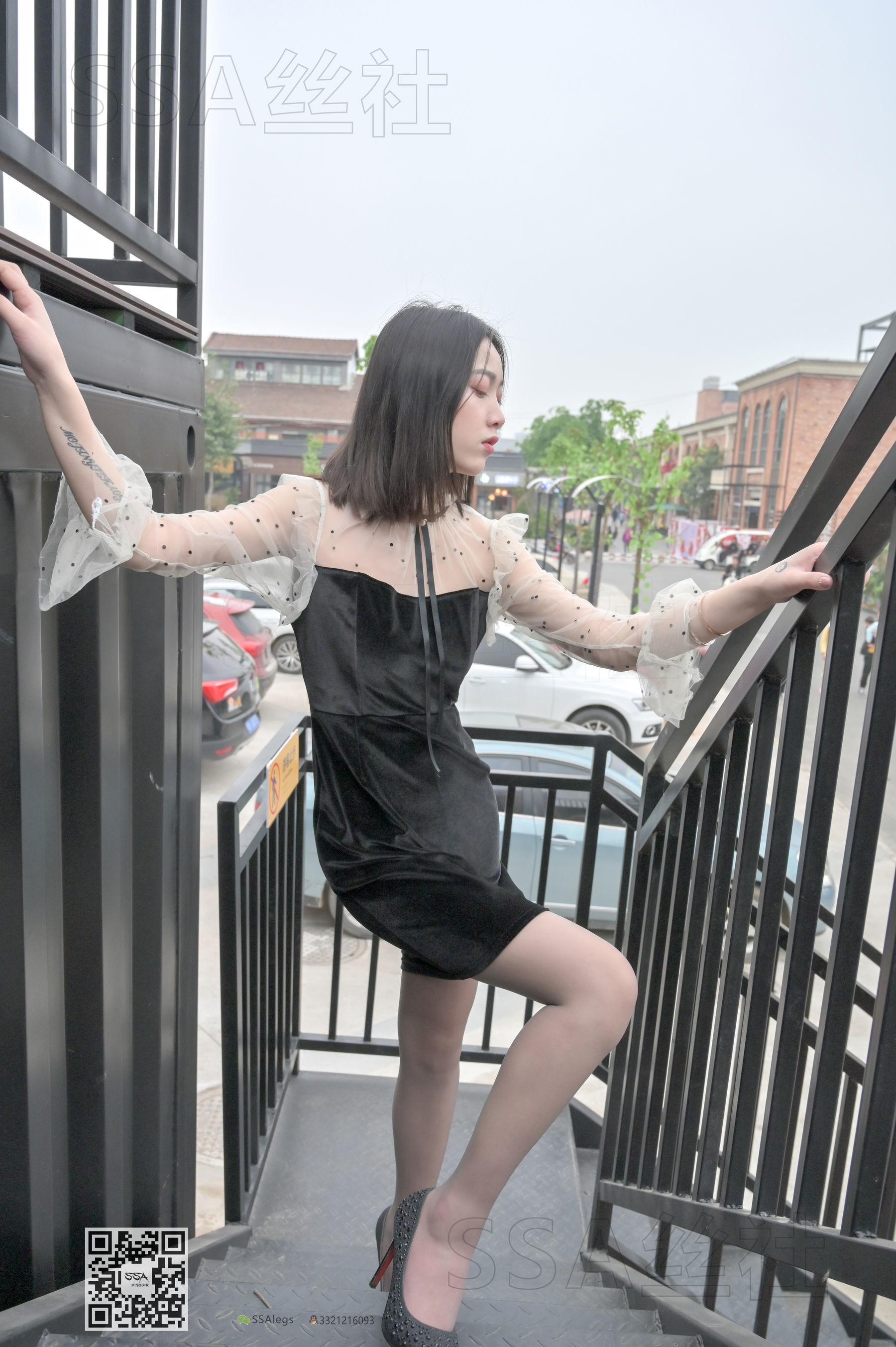 SSA Silk Club Super Clear photo NO.096 Dajie Street shooting leg mold ash silk