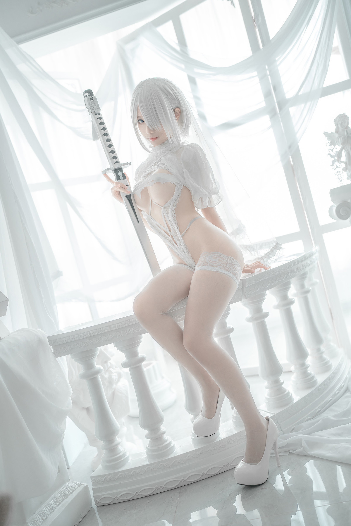 Silly Momo Cosplay 2B White Wedding Dress