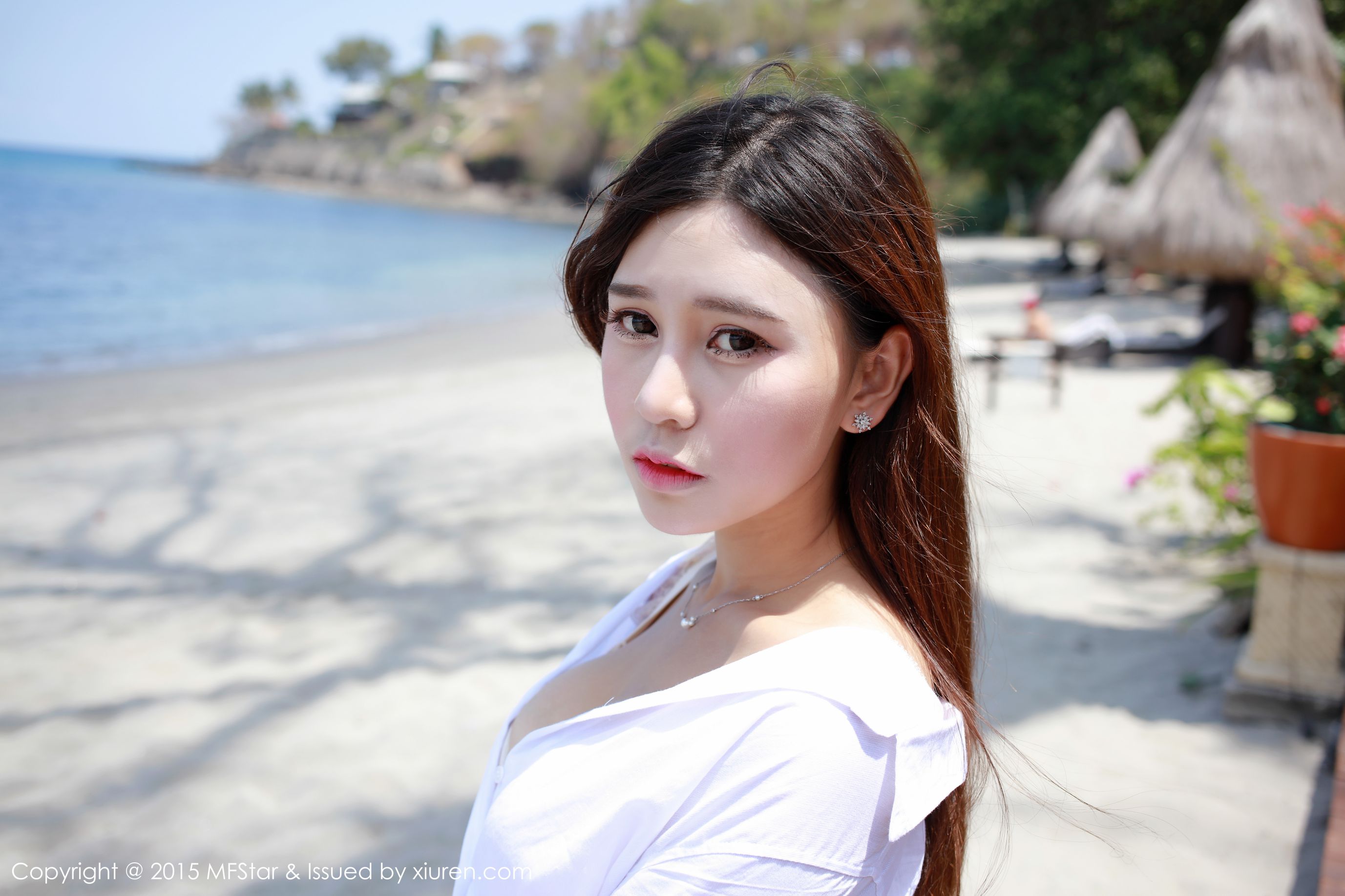 Milk Chu Chu's Longmu Island Travel white shirtbinding bikini Model Academy mfstar Vol.026