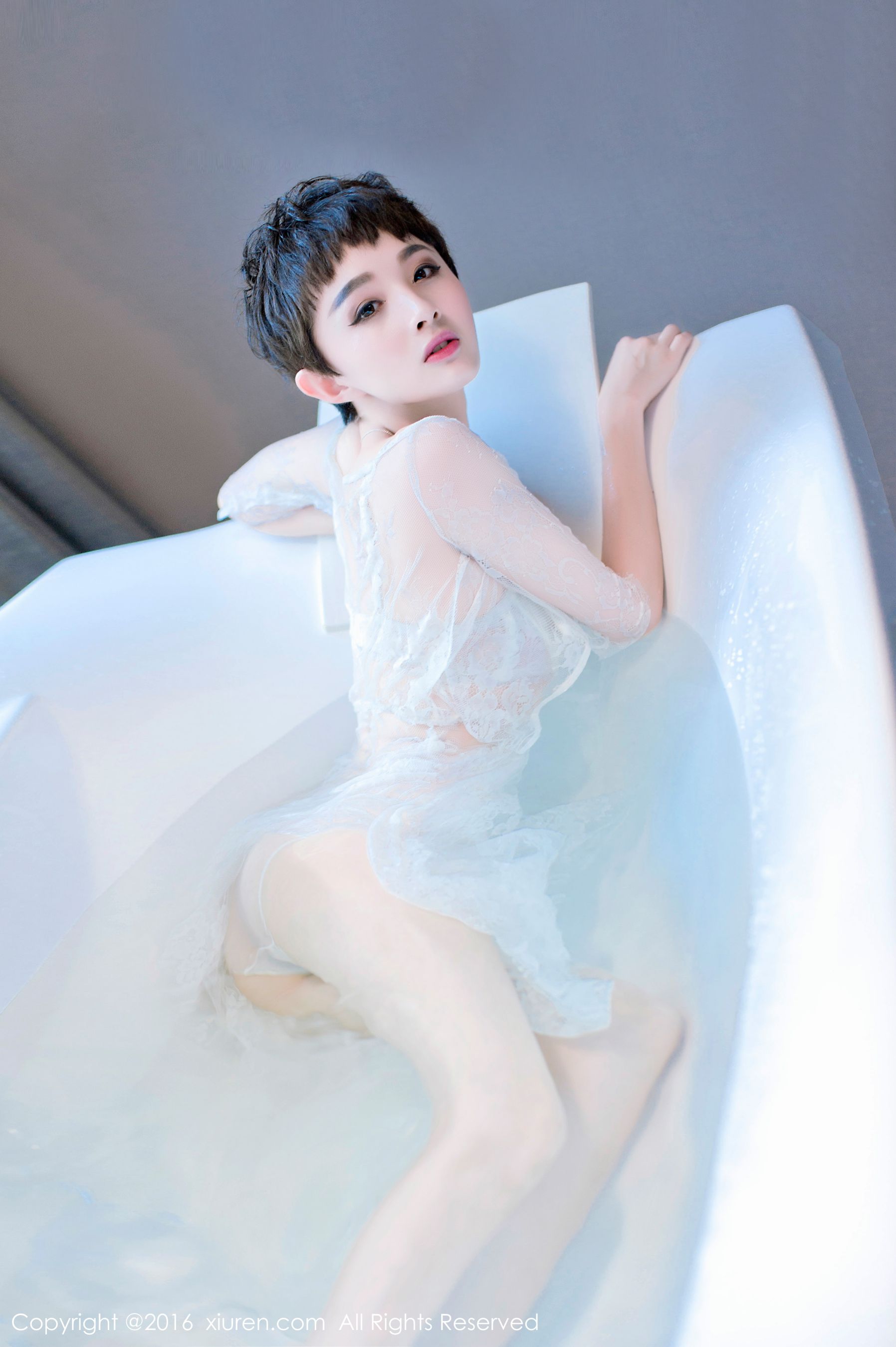 Xiao Yang Mi @baby_kiki Uniform shirt, casual lining, bathtub wet body Xiuren xiuren No.600