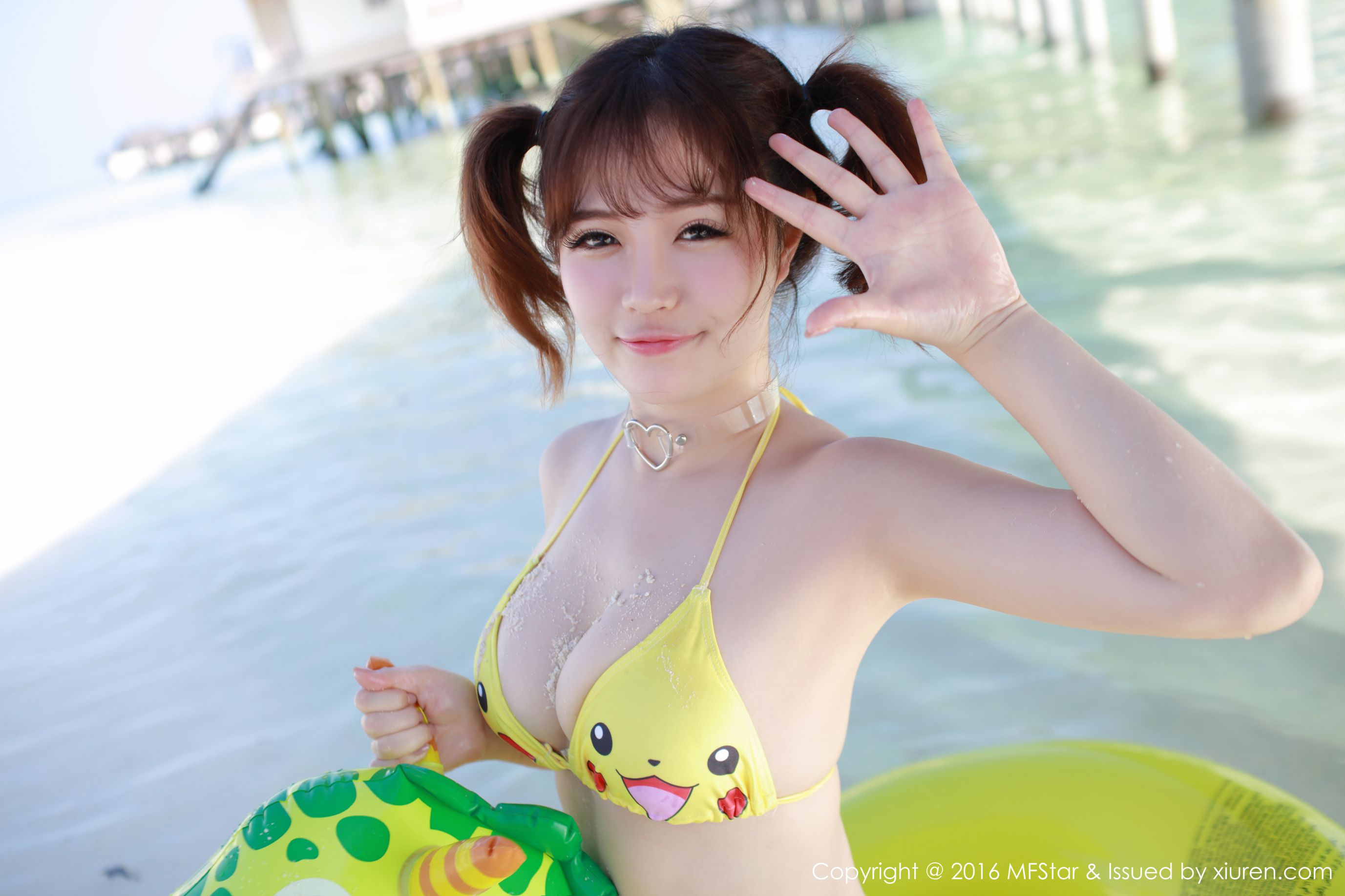 Xu Cake Maldives Travel Sports Wind SwimsuitPikachu Pikini Model Academy MFStar Vol.056