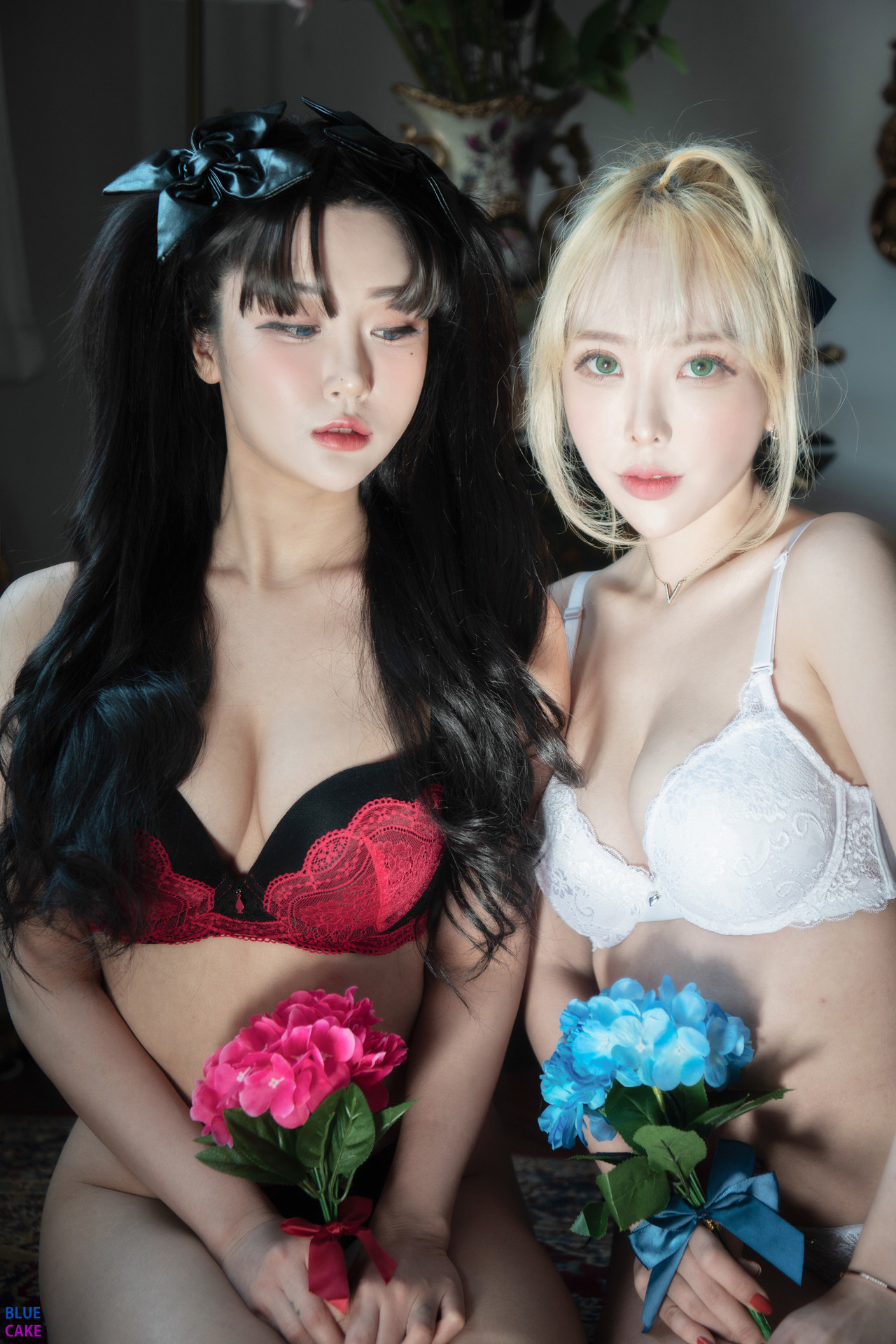 Jeong Bo-mi & Kwon Ji-ah, [BLUECAKE] Fate Saber x Thosaka Rin Lingerie.Ver Set.03