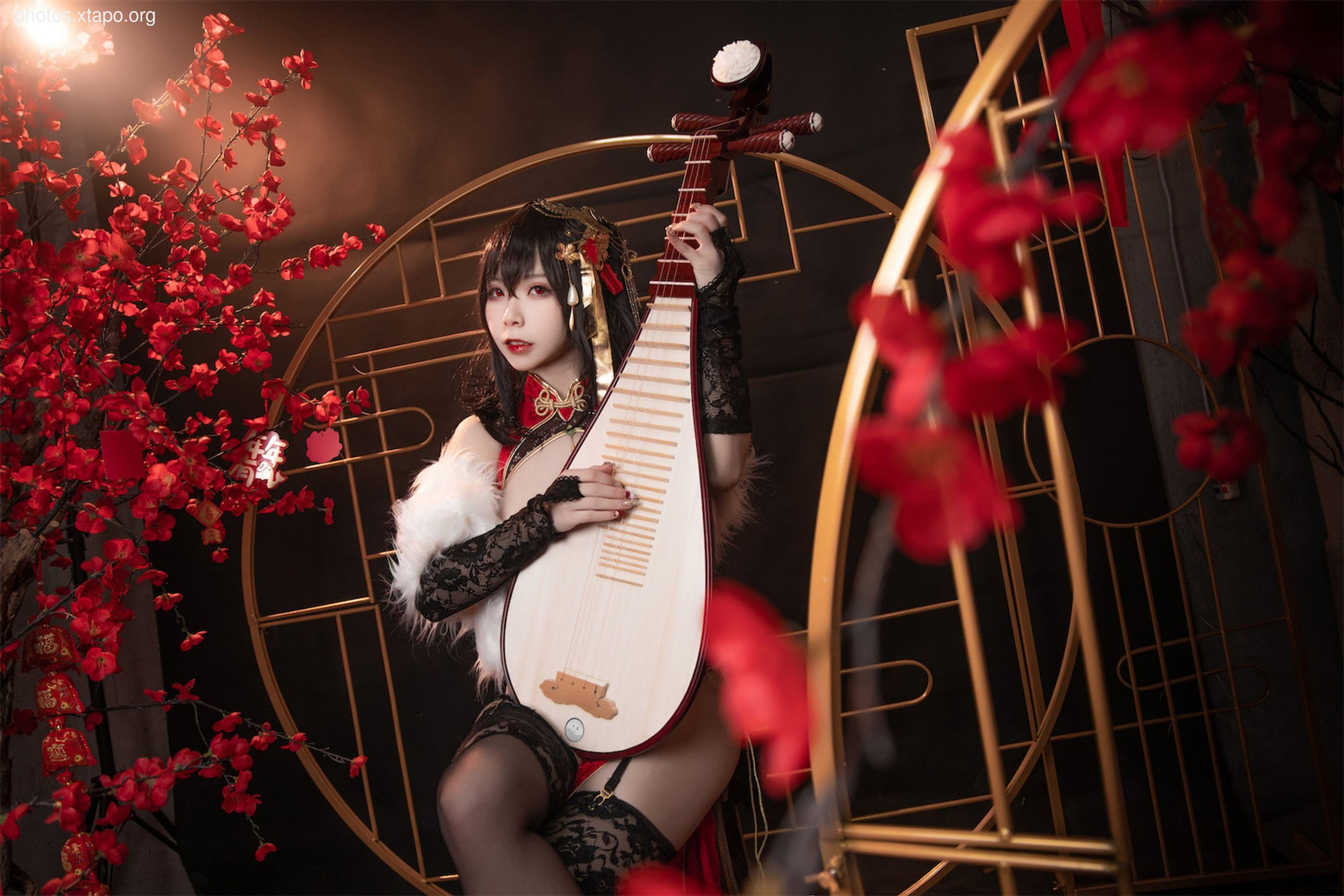 Face Little Angel Blue Line Dafeng Red Cheongsam