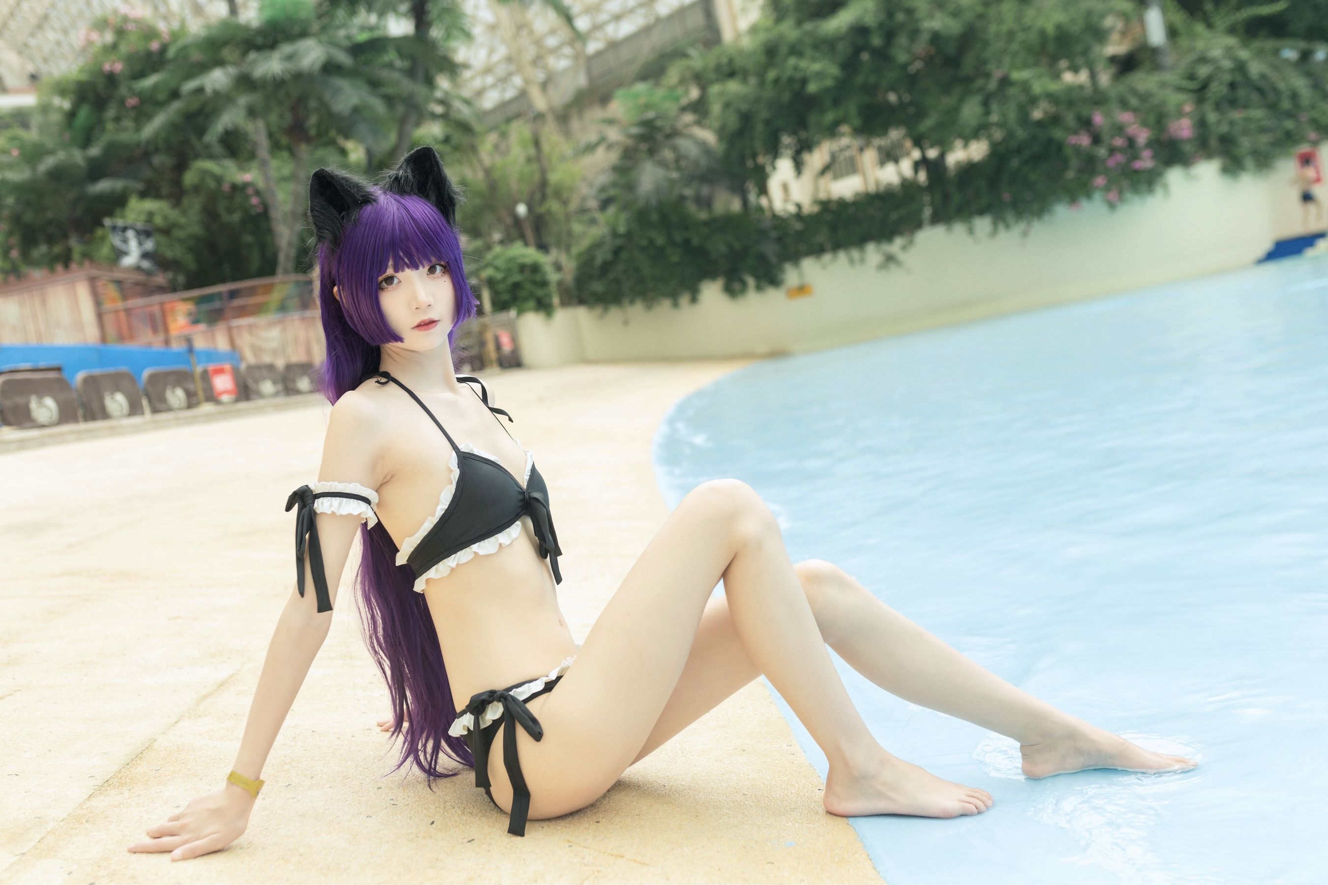 Net Red COSER Photo Pure Girl Five Ghosts -Black Cat Swimsuit