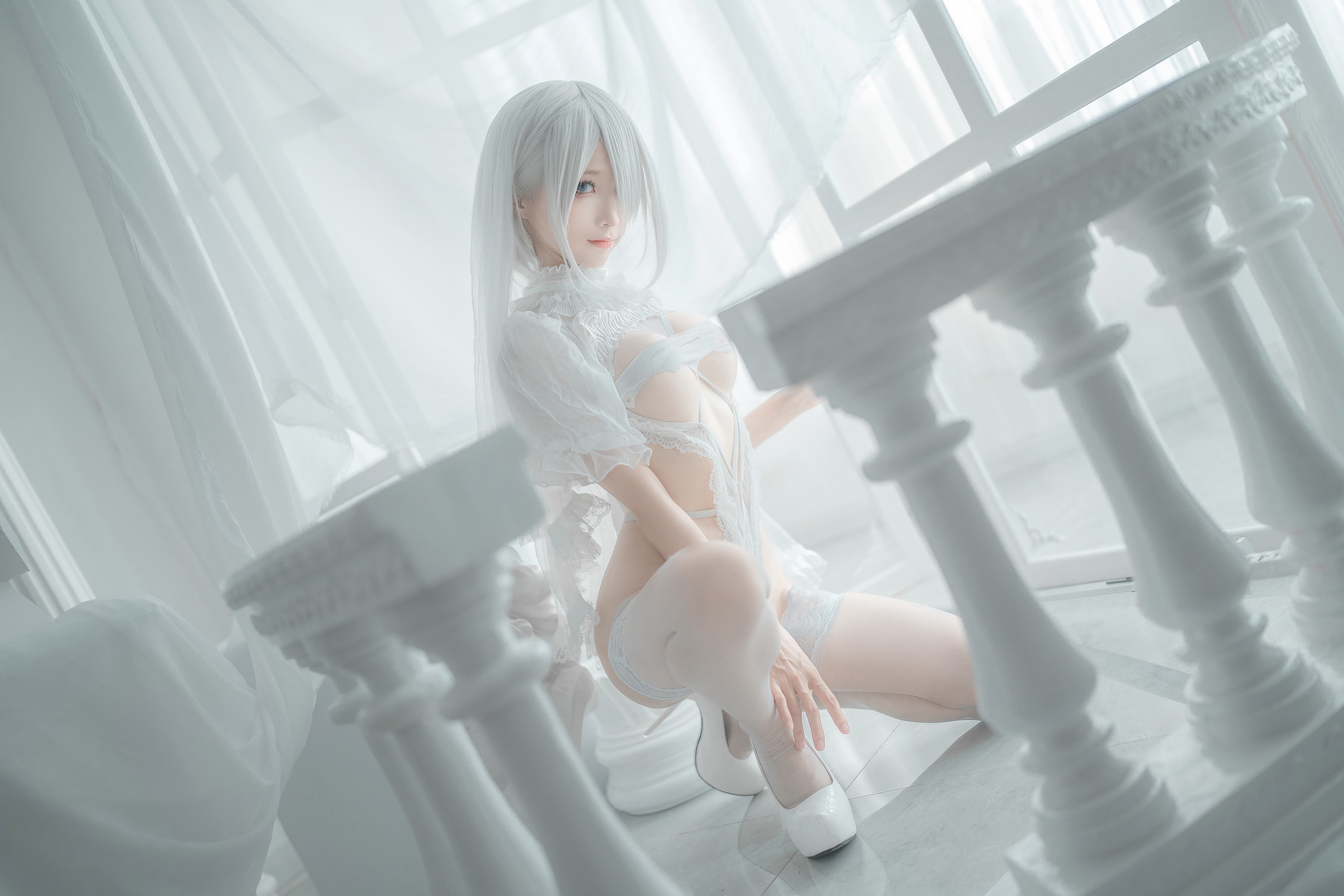 Silly Momo Cosplay 2B White Wedding Dress