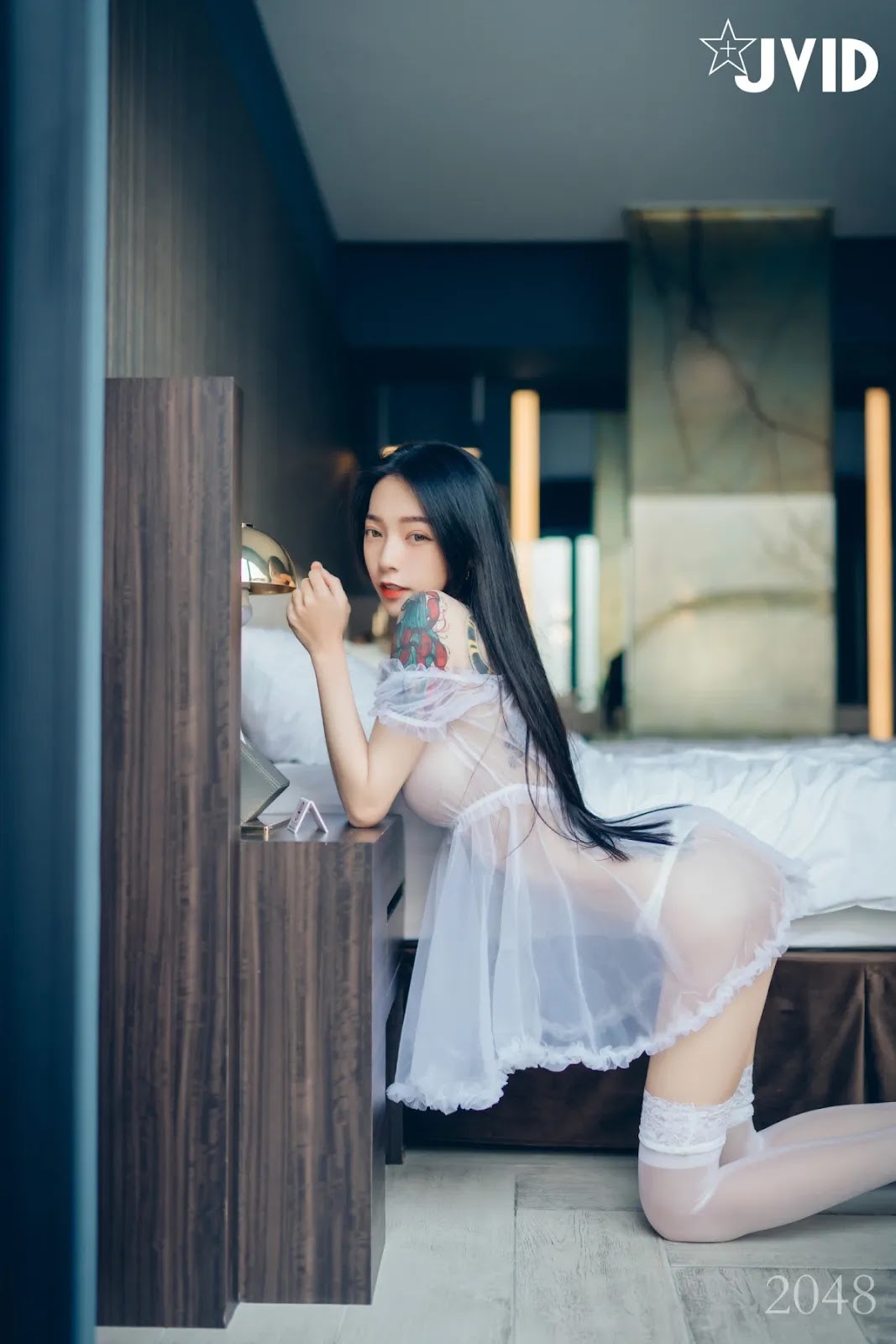 JVID Boutique Korean goddess Piaopiao, black, super fierce and can't cover the bulge, white, see-through pajamas, no matter what Piaopiao looks like!! Vol.02