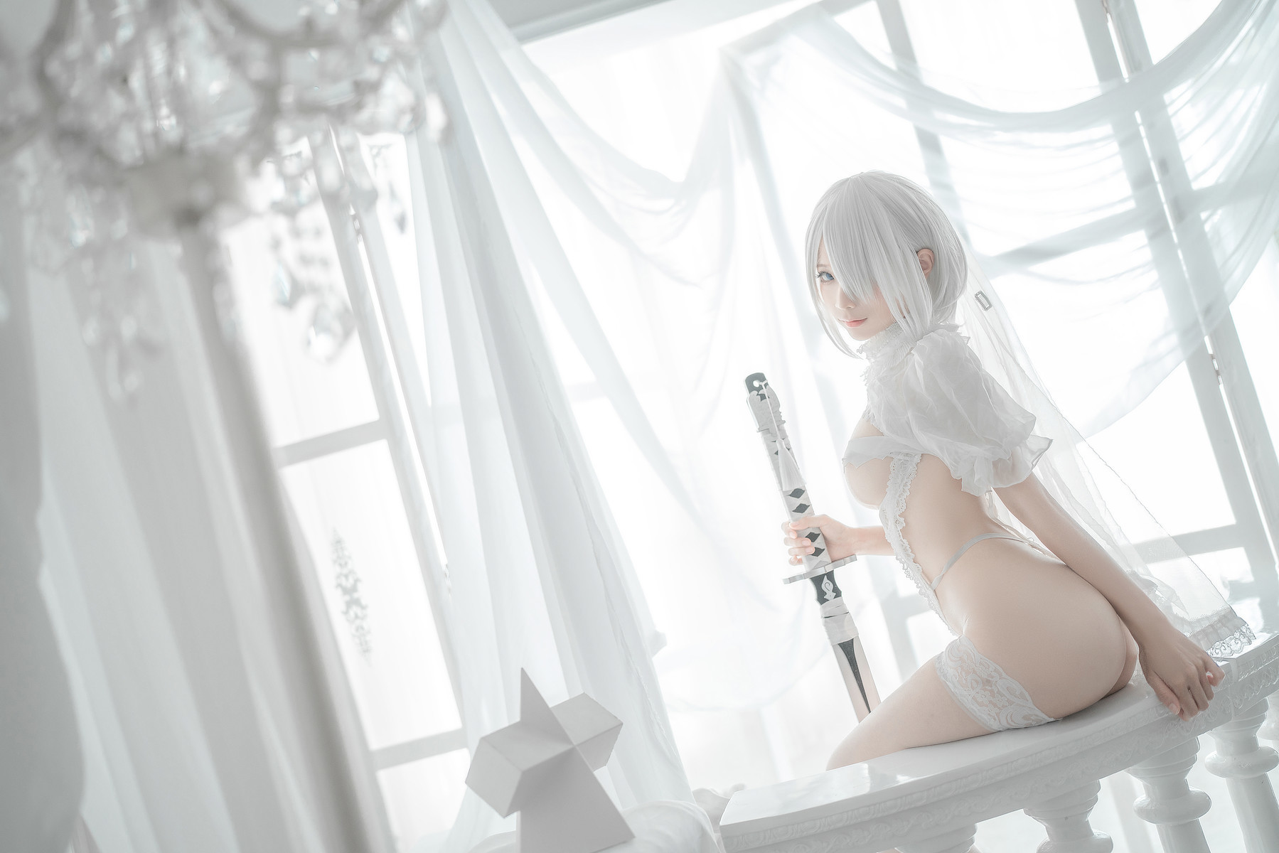 Silly Momo Cosplay 2B White Wedding Dress