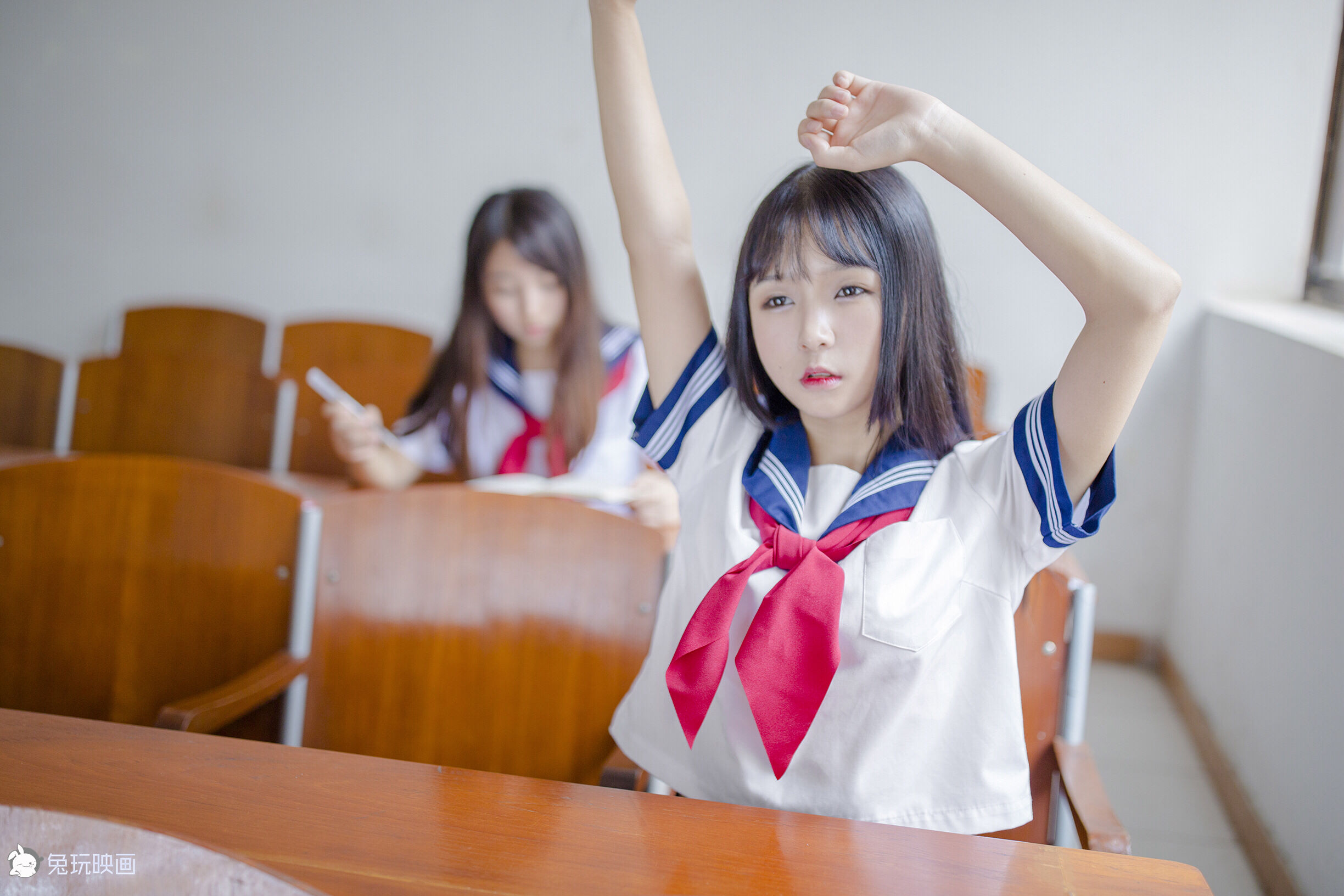Bunny Playing Painting -Carn Uniform Vol.002 Classroom after school