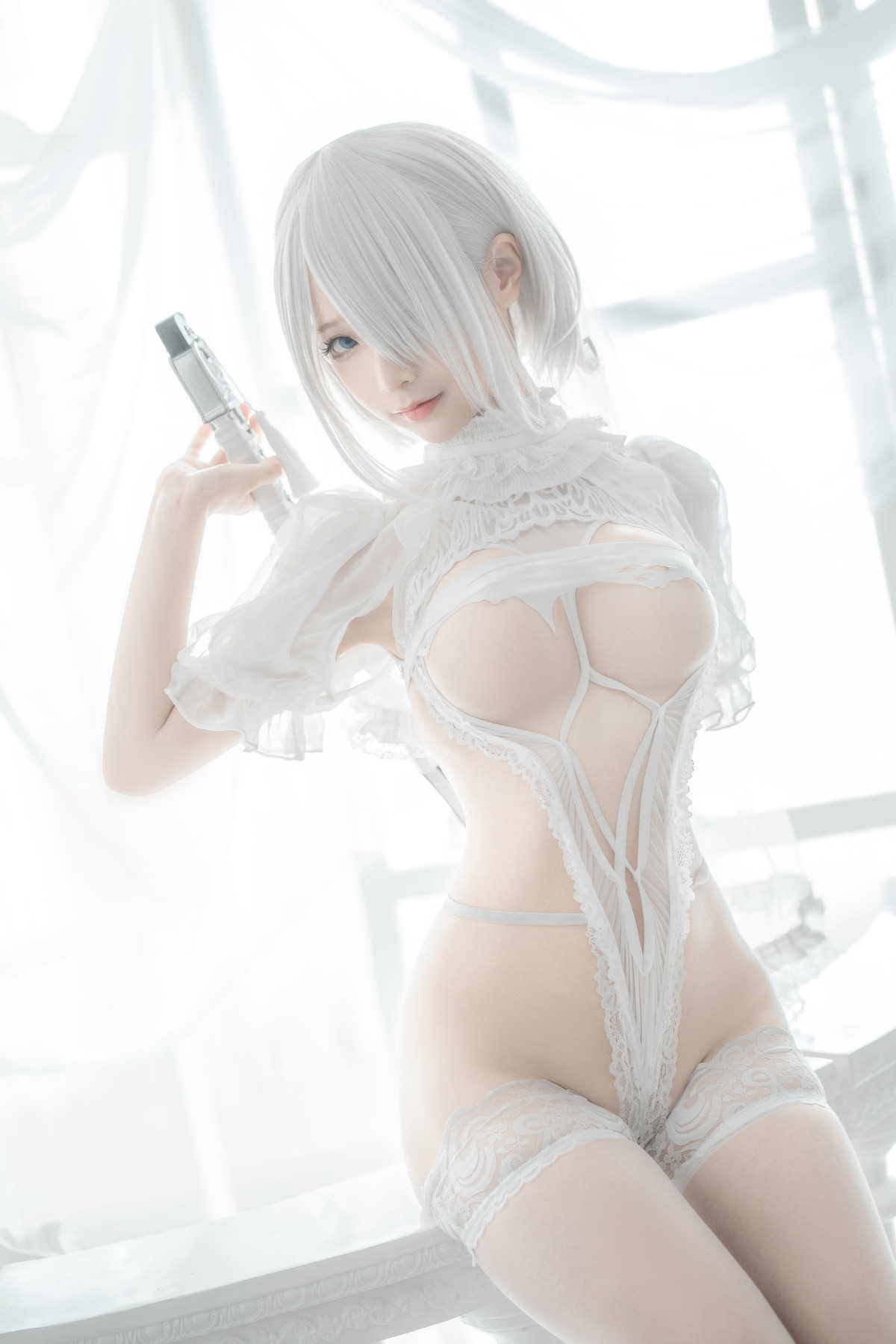 Silly Momo Cosplay 2B White Wedding Dress