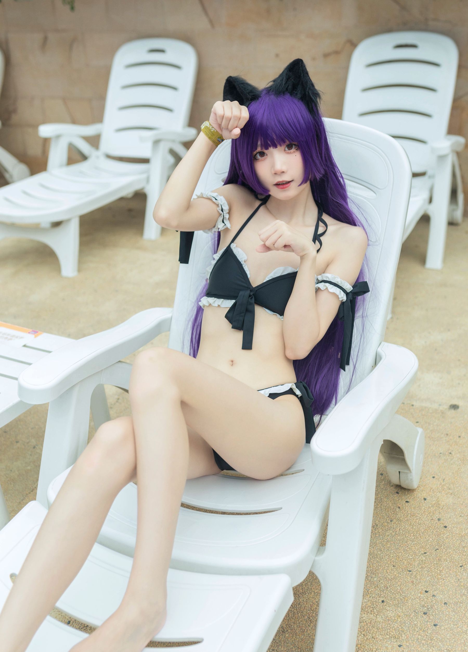Net Red COSER Photo Pure Girl Five Ghosts -Black Cat Swimsuit