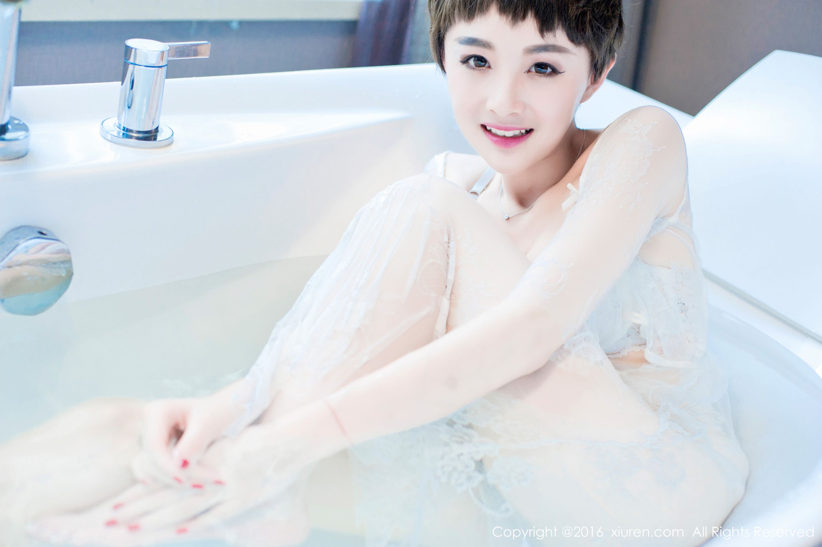 Xiao Yang Mi @baby_kiki Uniform shirt, casual lining, bathtub wet body Xiuren xiuren No.600