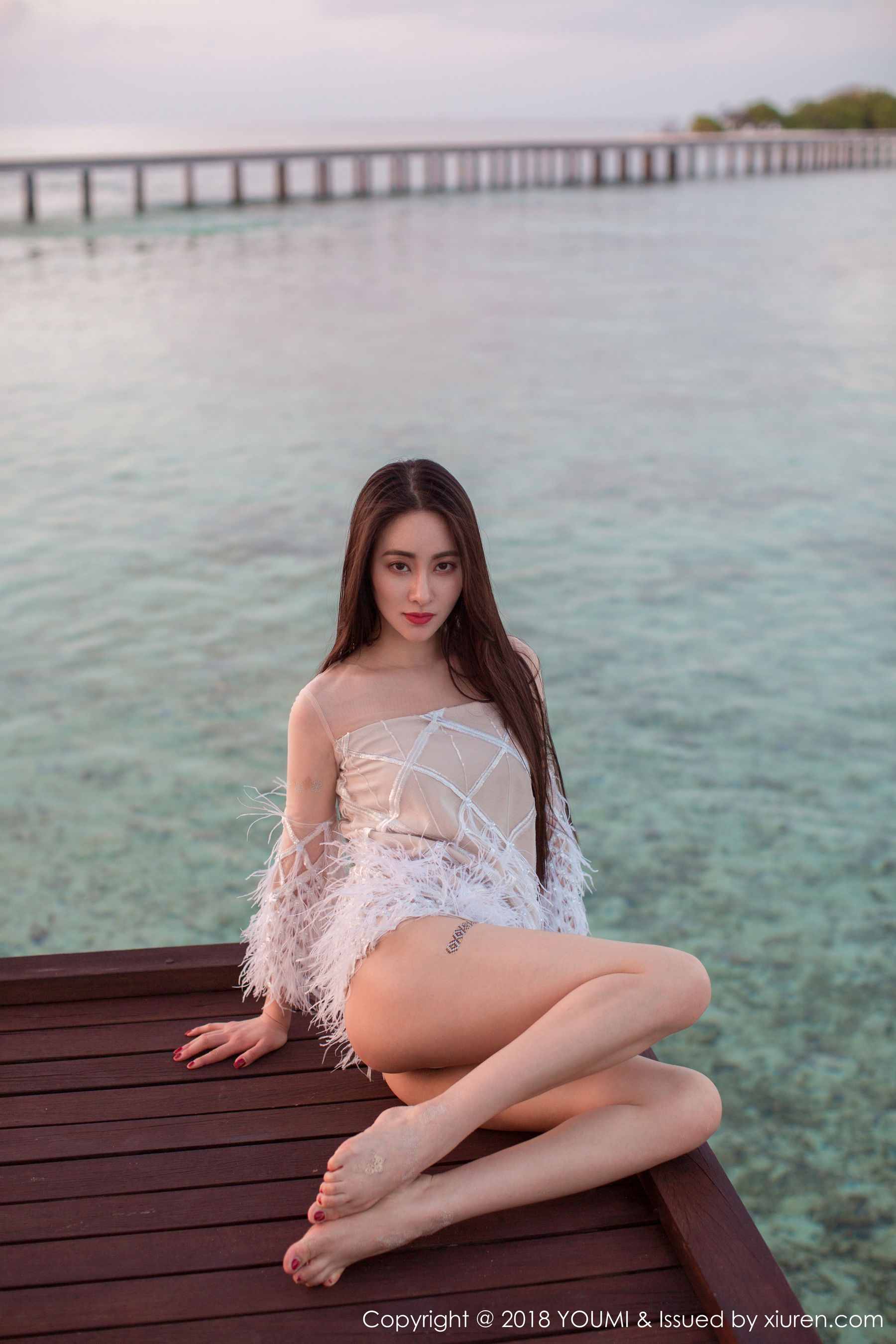 Mu Feifei Maldives Travel seaside theme photo You Mihui Youmi Vol.135