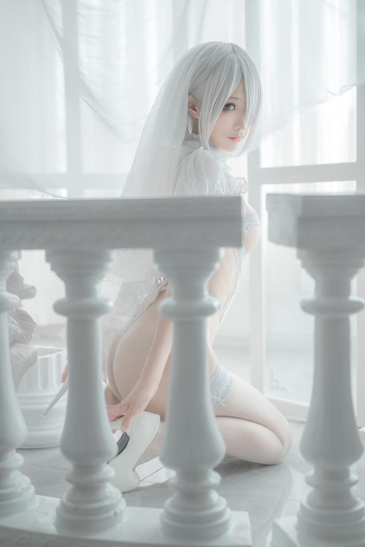 Silly Momo Cosplay 2B White Wedding Dress