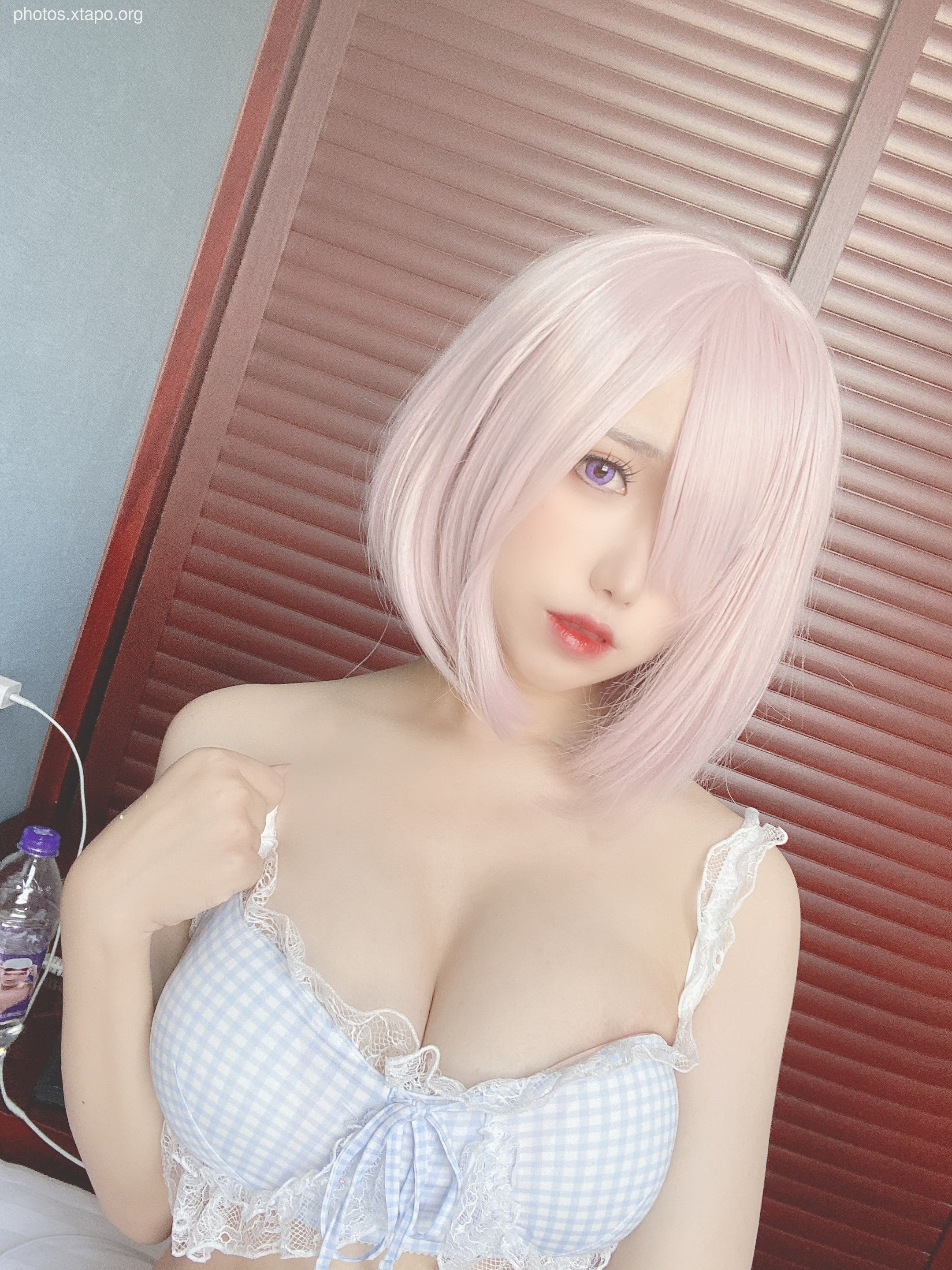 Taro round lattice blue plaid small fresh