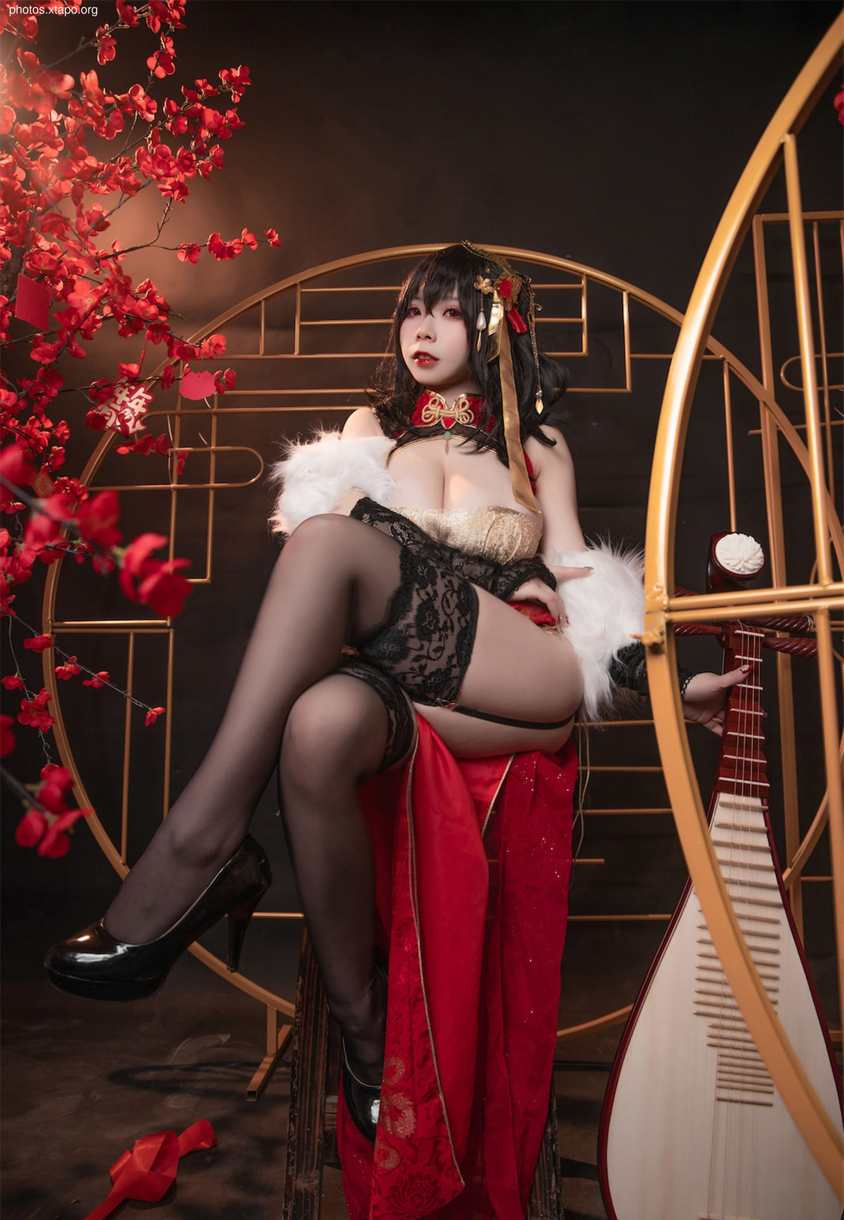 Face Little Angel Blue Line Dafeng Red Cheongsam